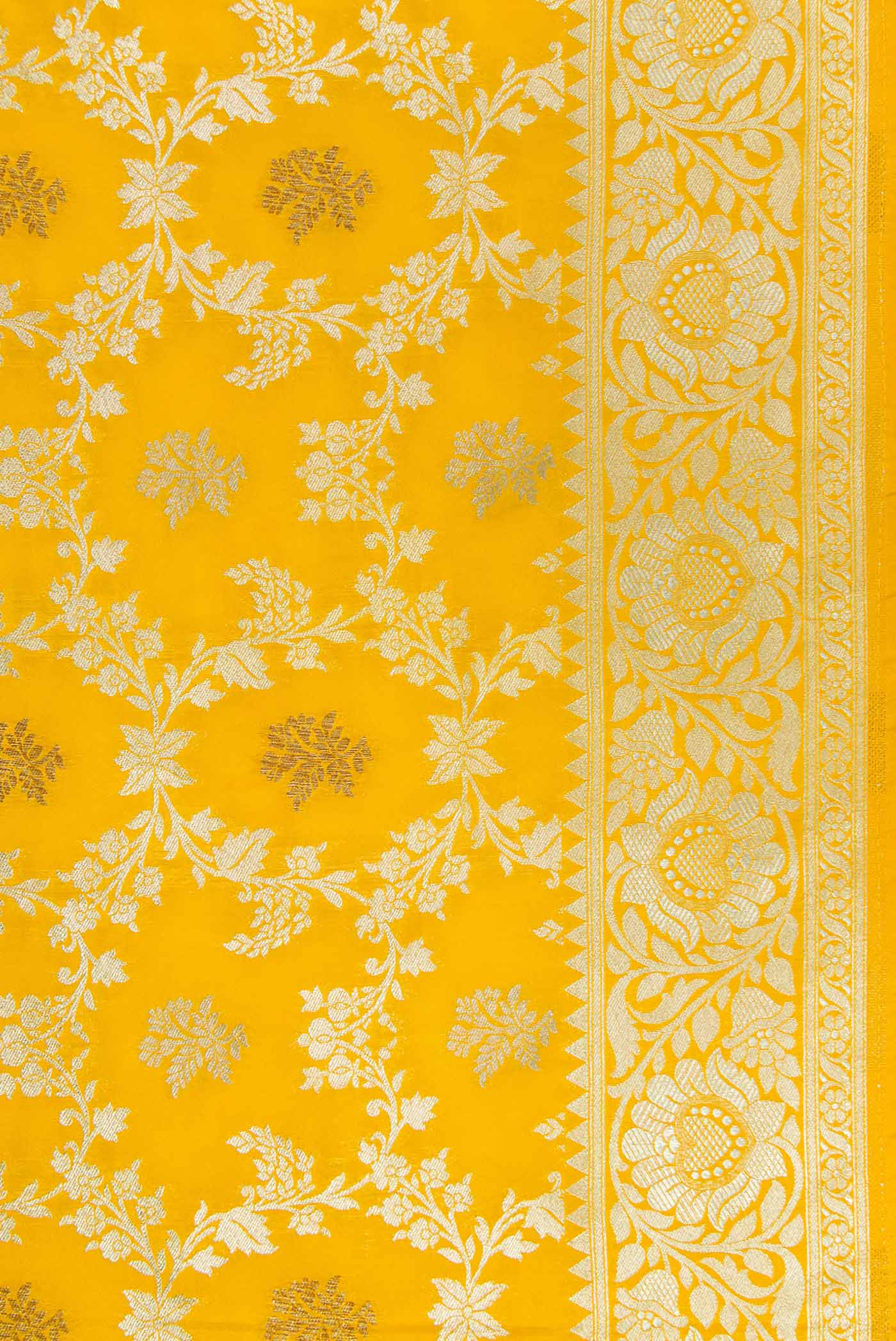 Yellow Blended Banarasi Silk Saree - Image 3