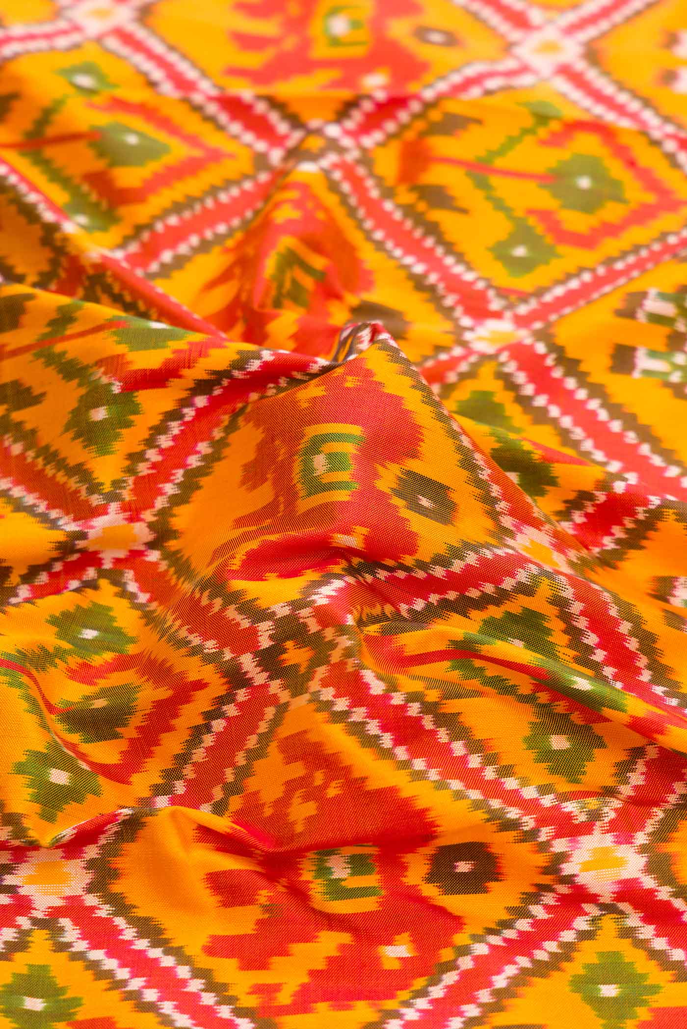 Yellow Dual Tone Double Ikat Saree - Image 2