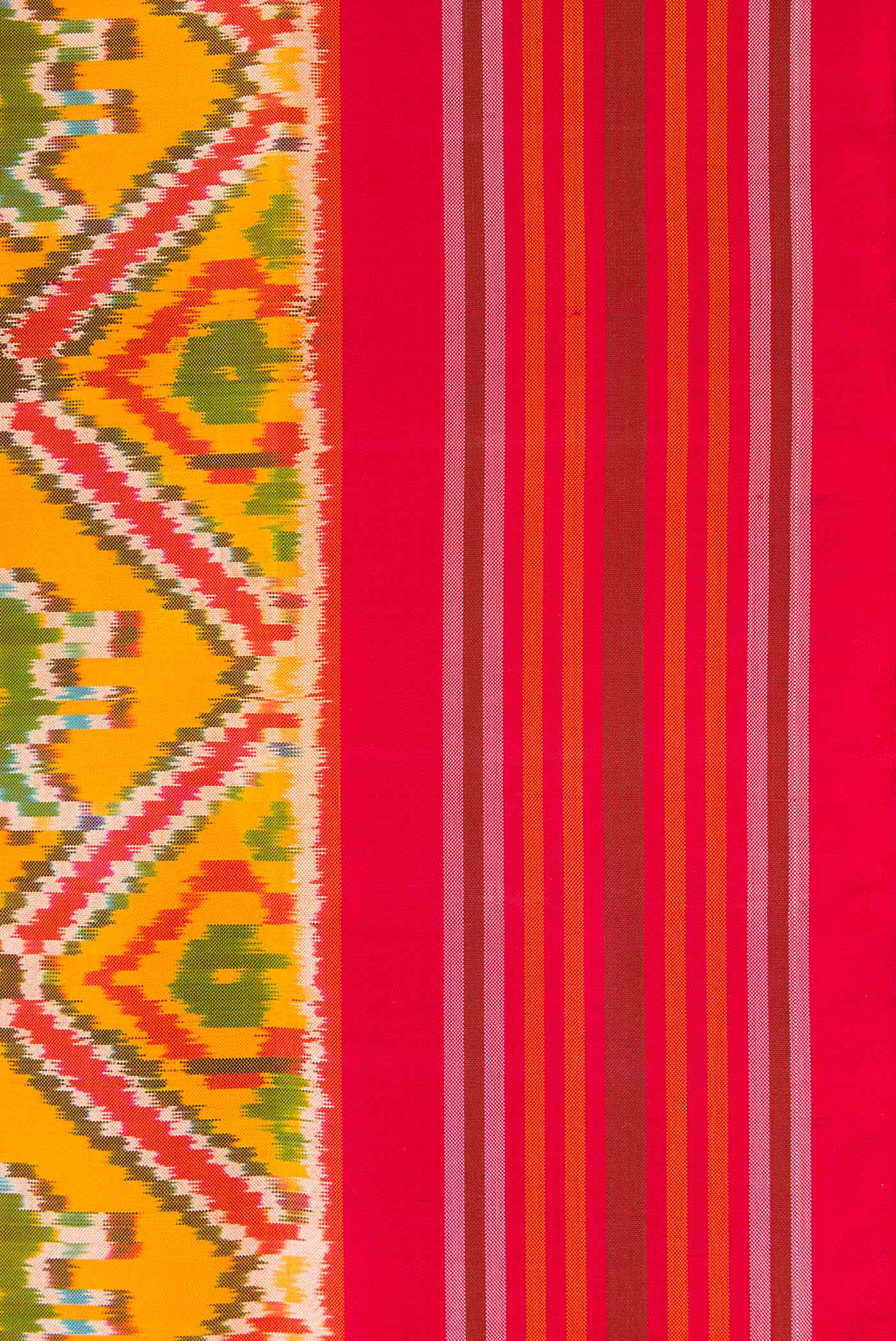 Yellow Dual Tone Double Ikat Saree - Image 3
