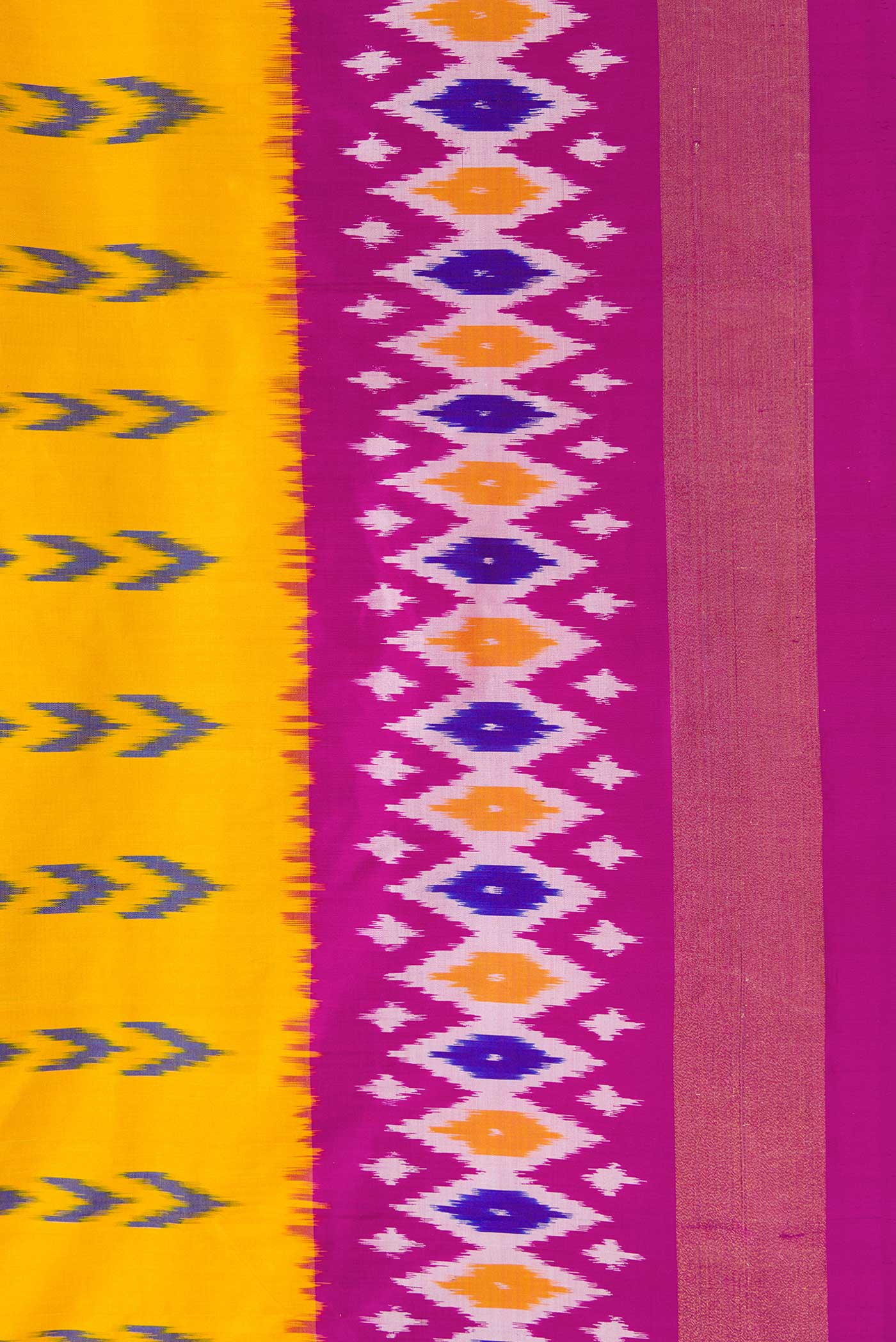 Yellow Pochampally Silk Saree - Image 3