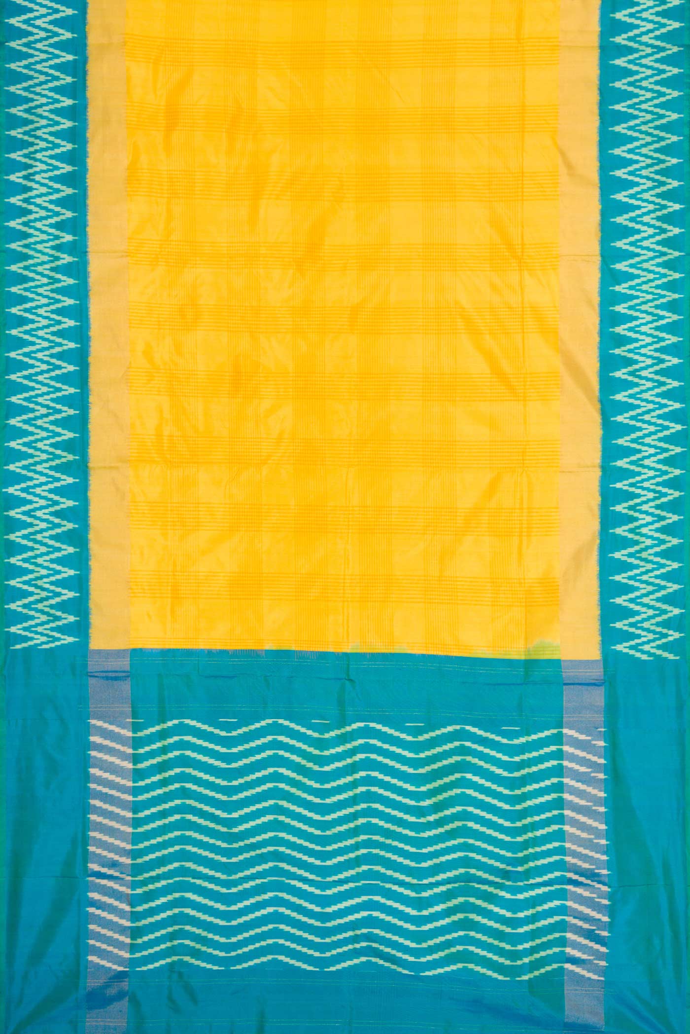 Yellow Pochampally Silk Saree - Image 6