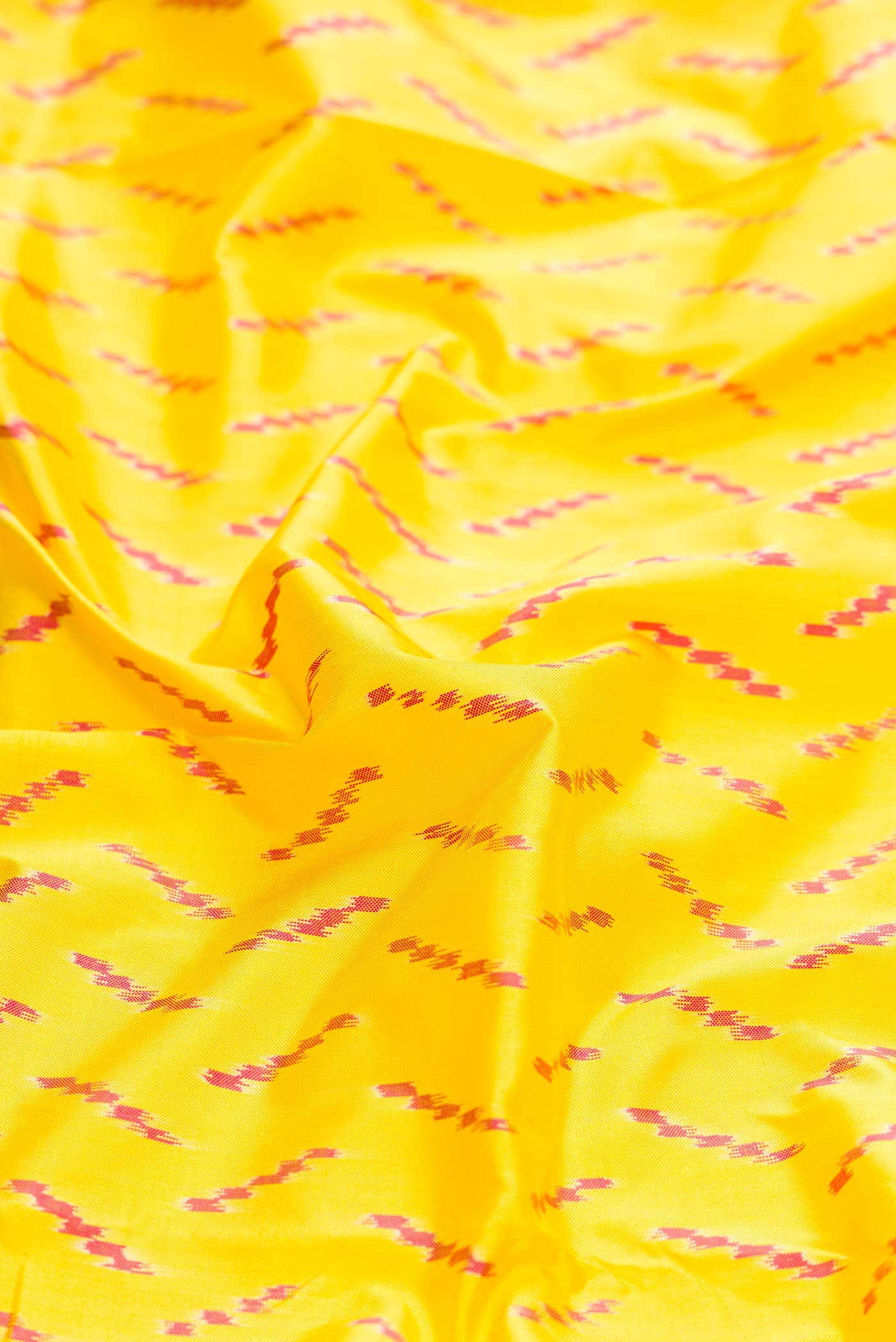 Yellow Dual Tone Double Ikat Saree - Image 3