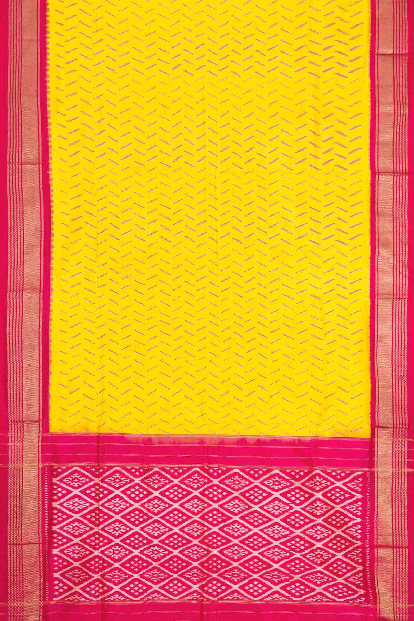 Yellow Dual Tone Double Ikat Saree - Image 4