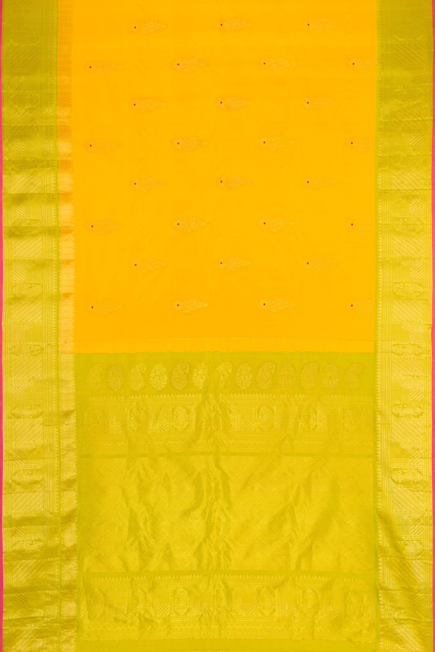 Yellow Gadwal Silk Saree - Image 6