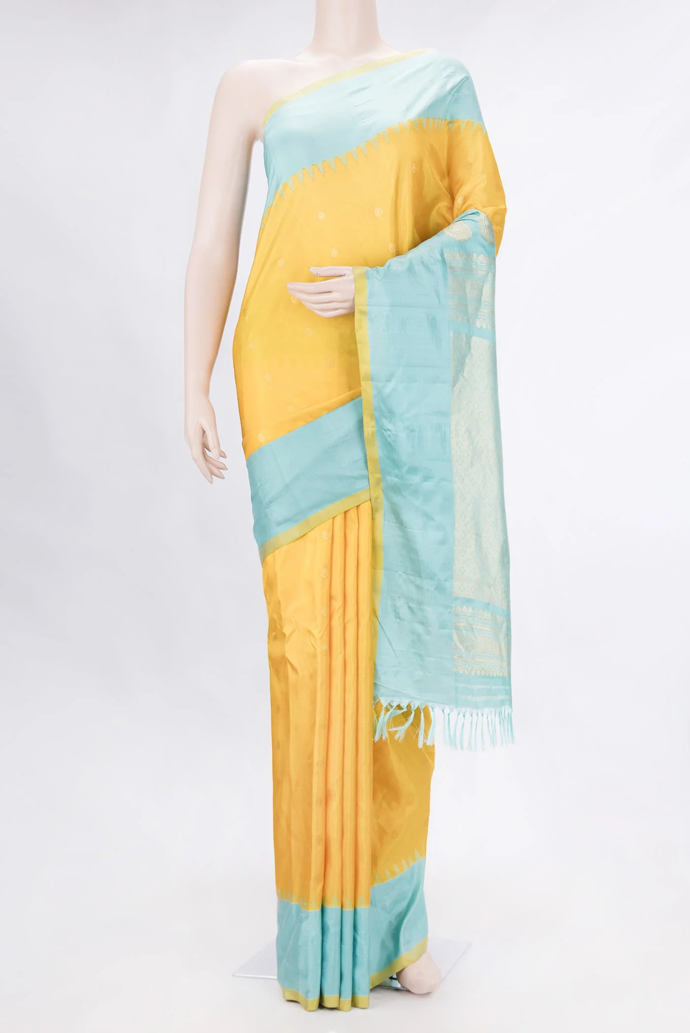 Yellow Dual Tone Gadwal Silk Saree