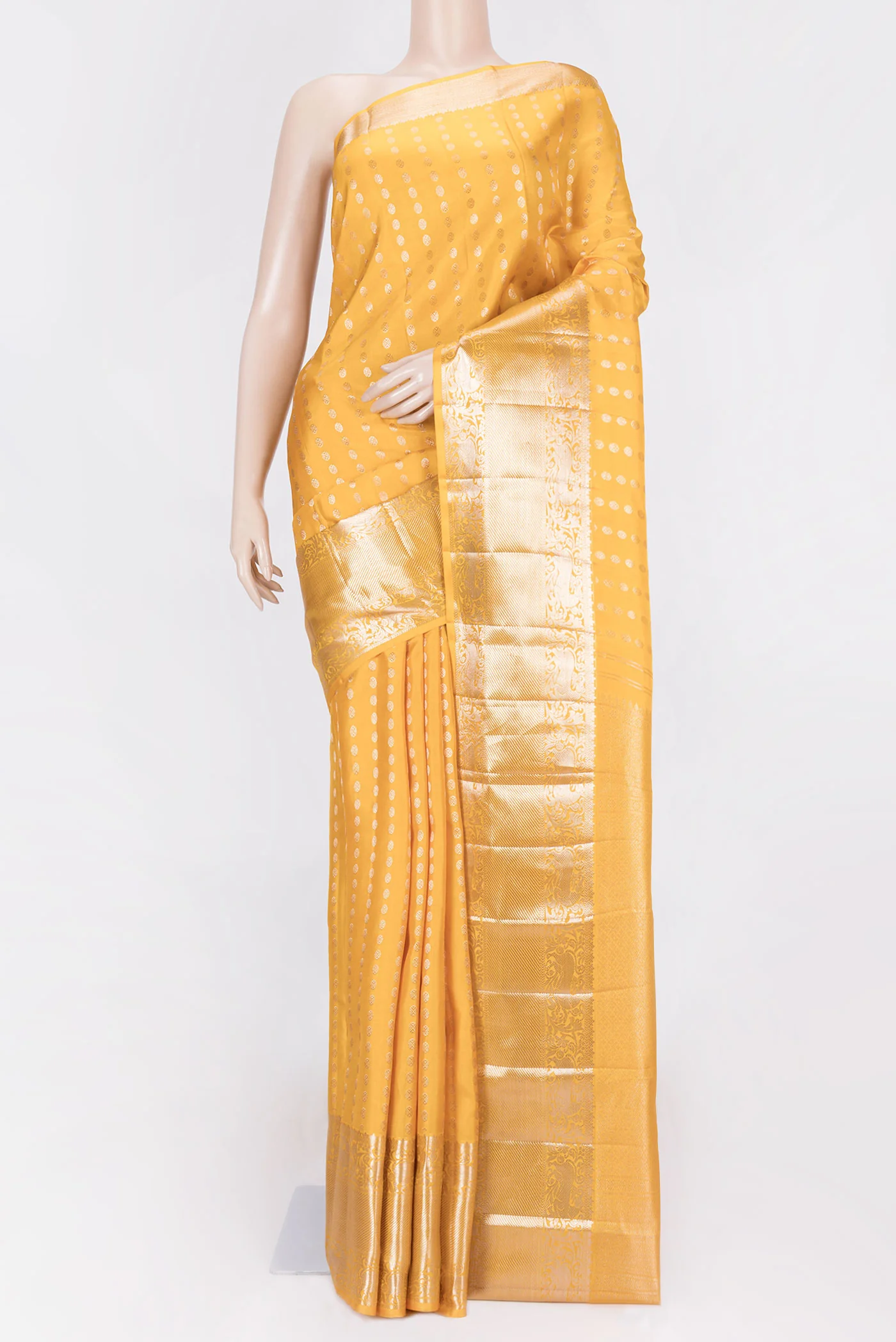 Yellow Dual Tone Kanchipuram Saree