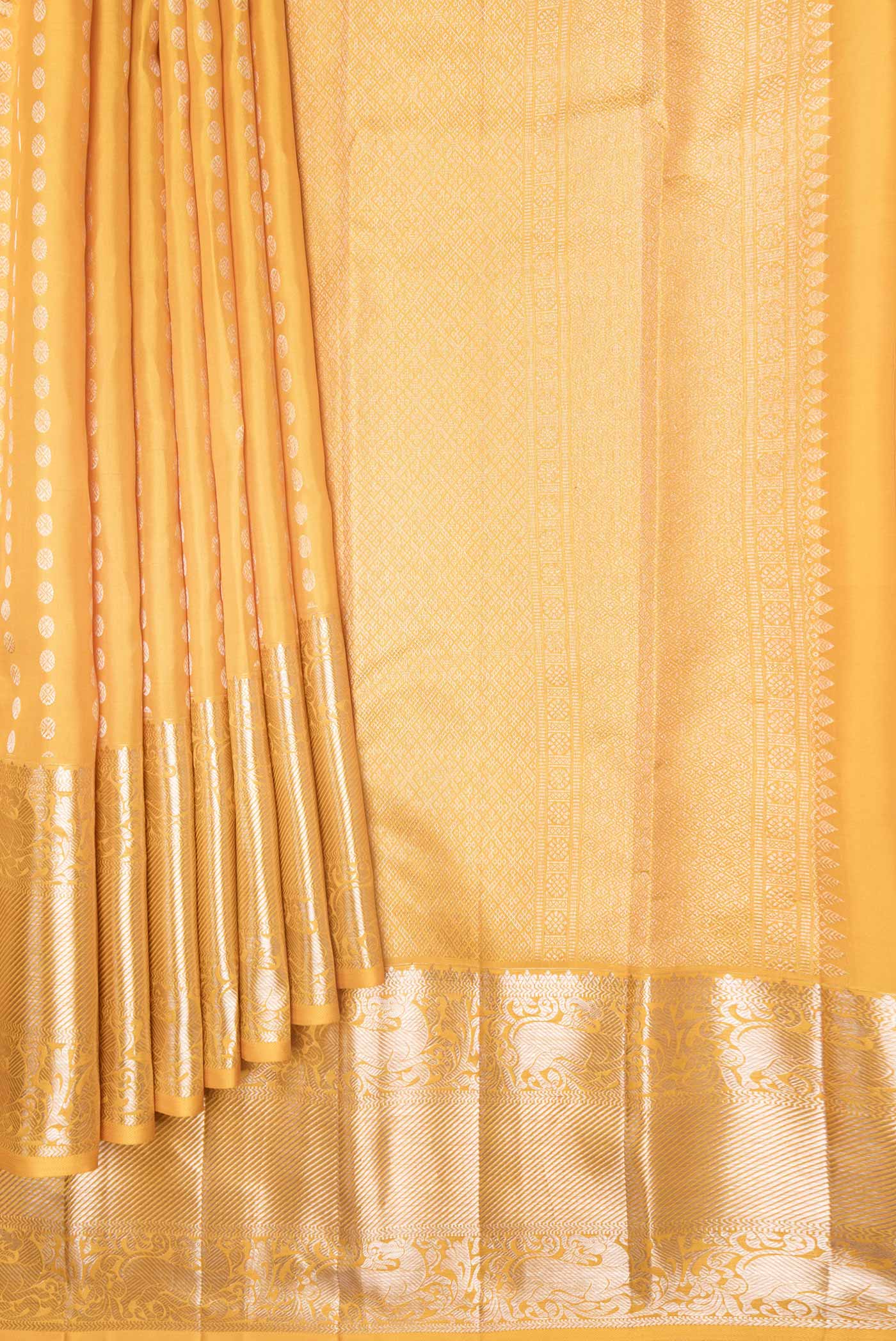 Yellow Dual Tone Kanchipuram Saree - Image 4