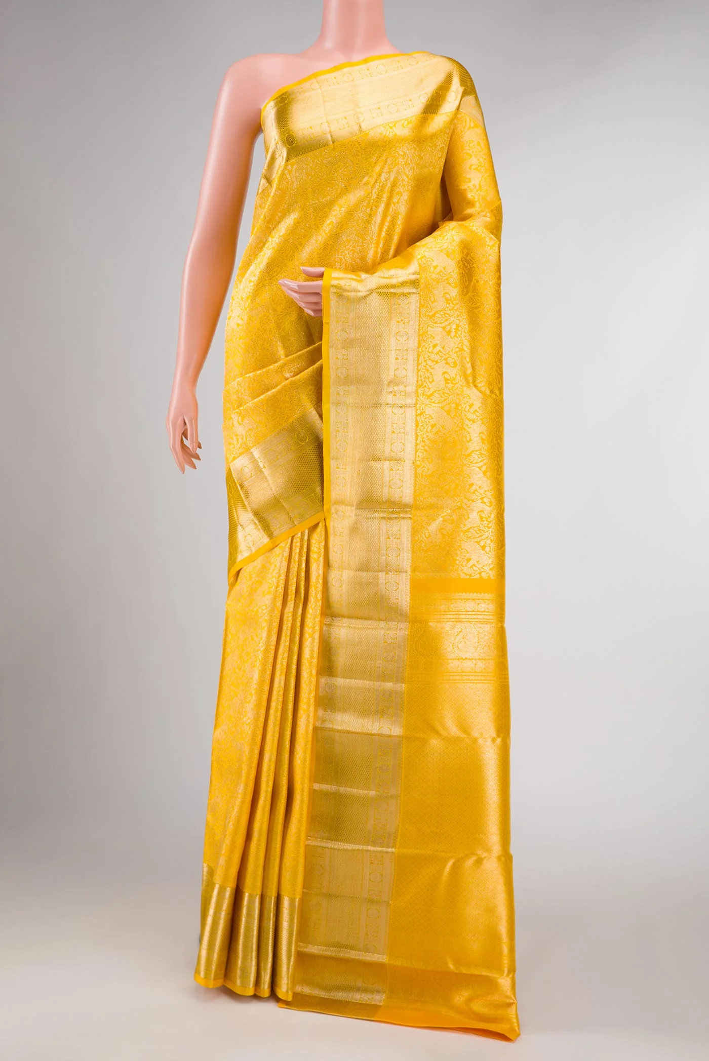Yellow Dual Tone Kanchipuram Silk Saree