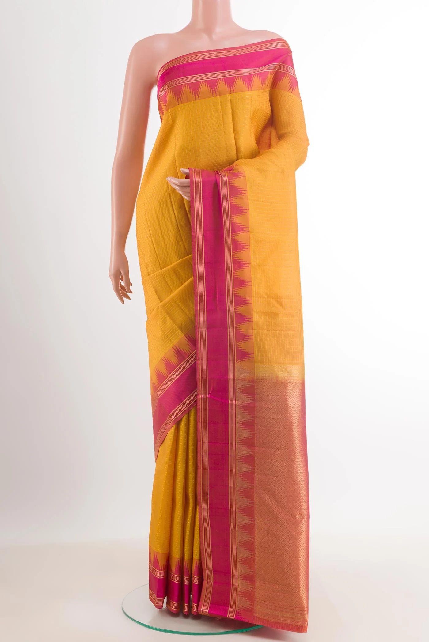 Yellow Kanchipuram Silk Saree