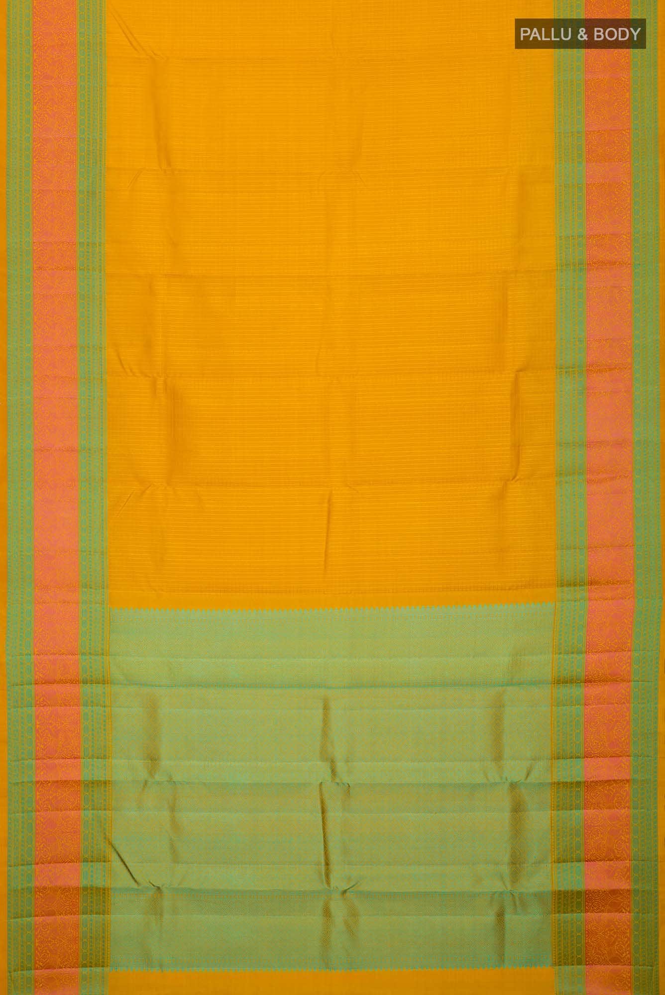 Yellow Dual Tone Kanchipuram Silk Saree - Image 4