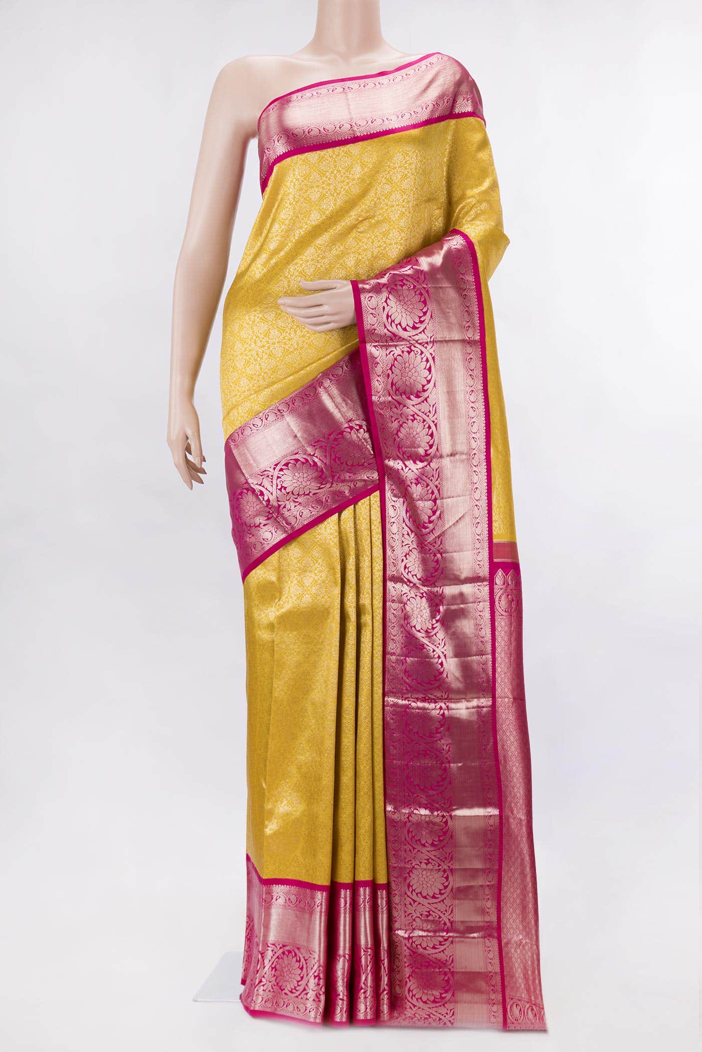 Yellow Dual Tone Kanjivaram Silk Saree