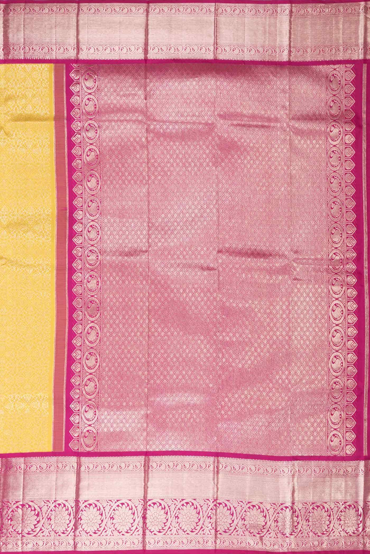 Yellow Dual Tone Kanjivaram Silk Saree - Image 5