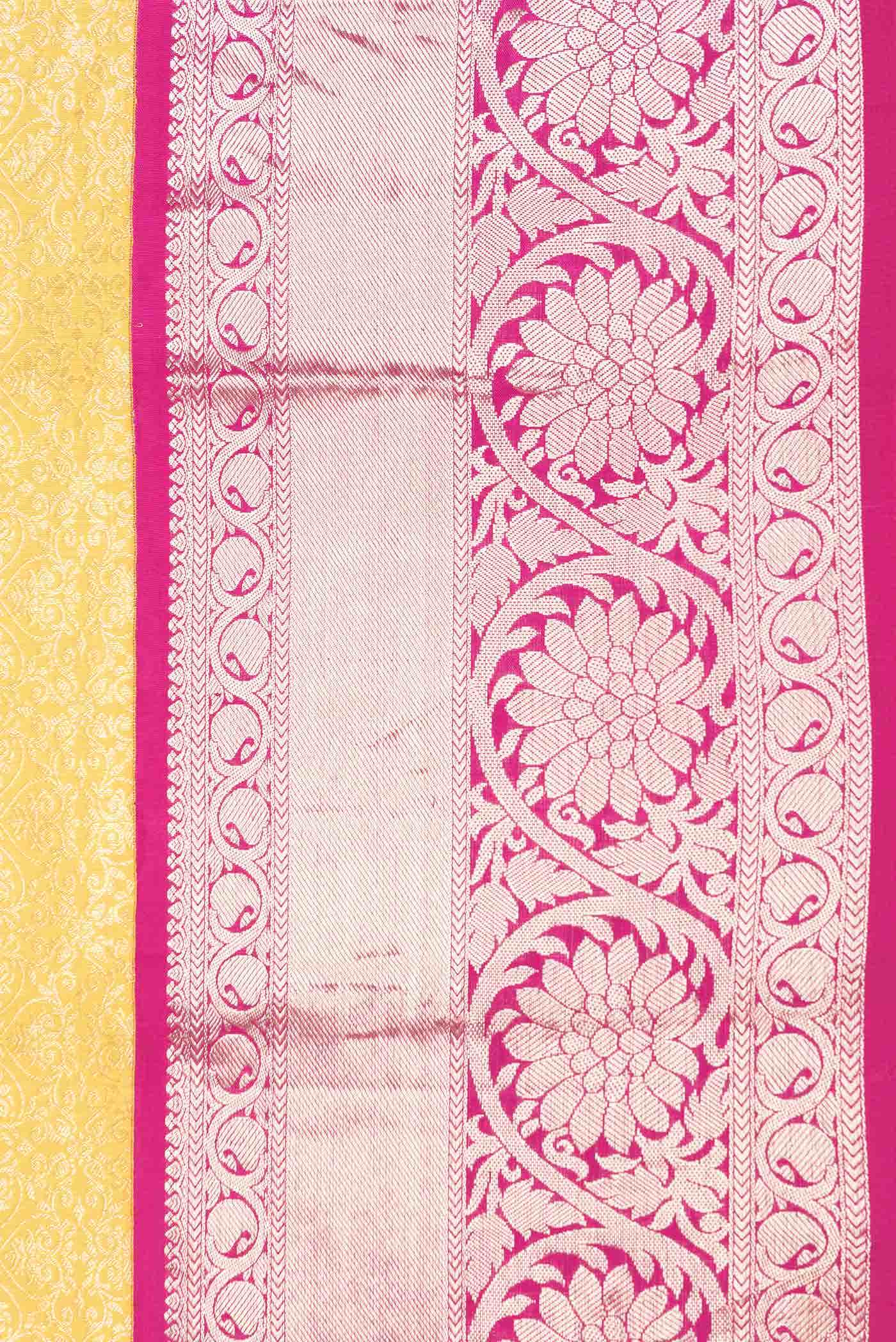 Yellow Dual Tone Kanjivaram Silk Saree - Image 6