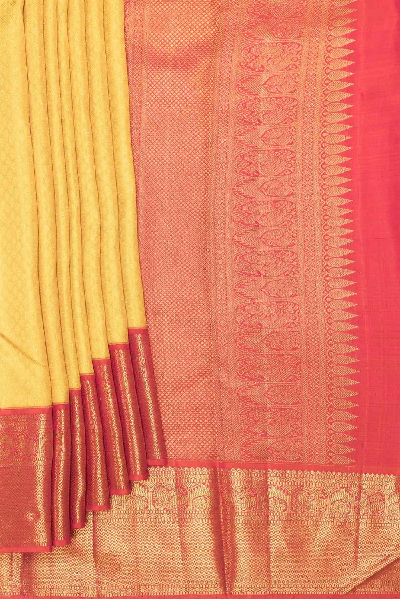 Yellow Dual Tone Kanchipuram Silk Saree - Image 2