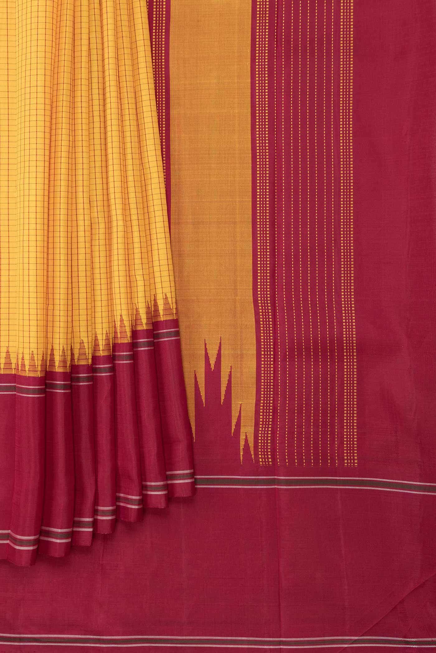 Yellow Dual Tone Kanchipuram Silk Saree - Image 2