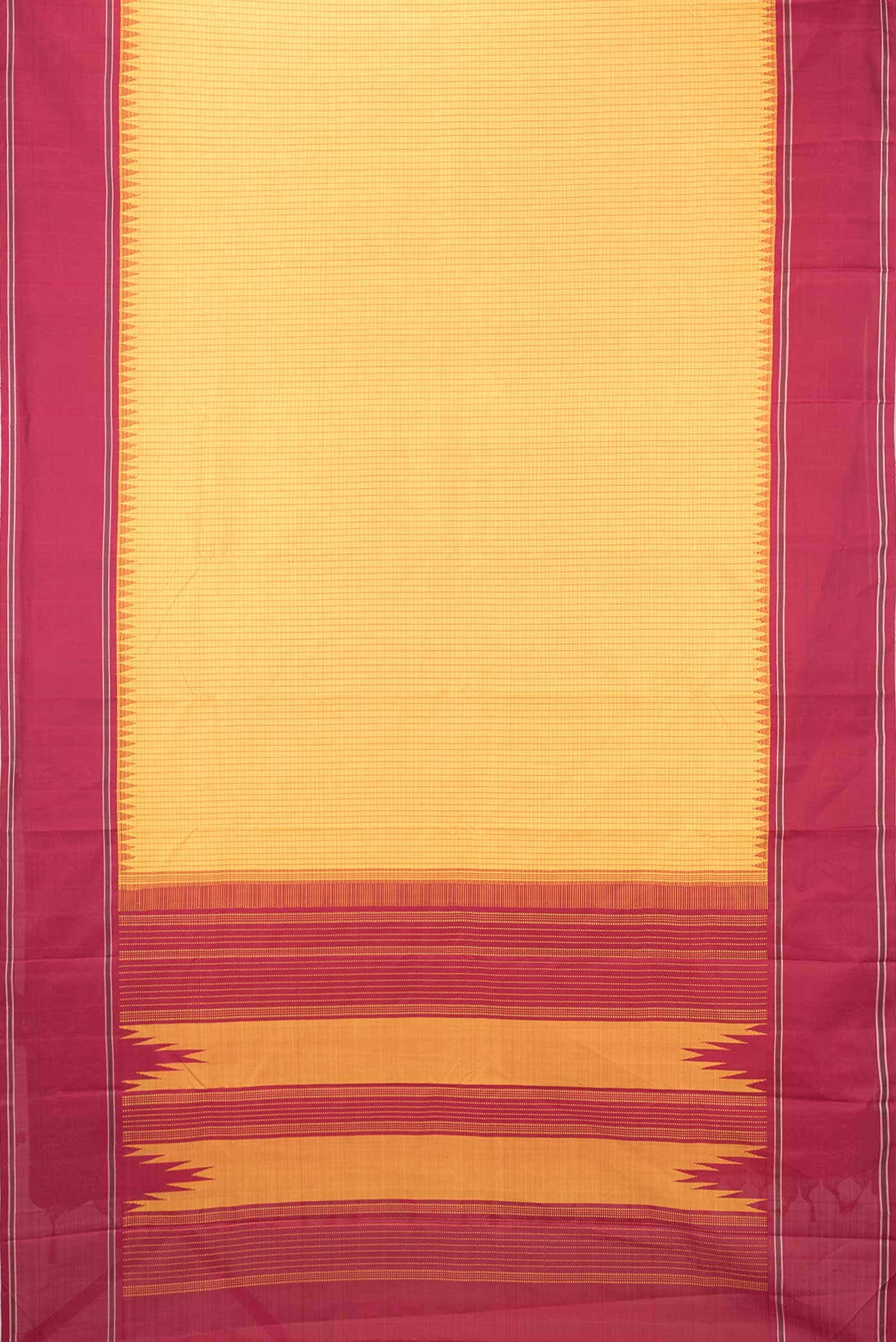 Yellow Dual Tone Kanchipuram Silk Saree - Image 4