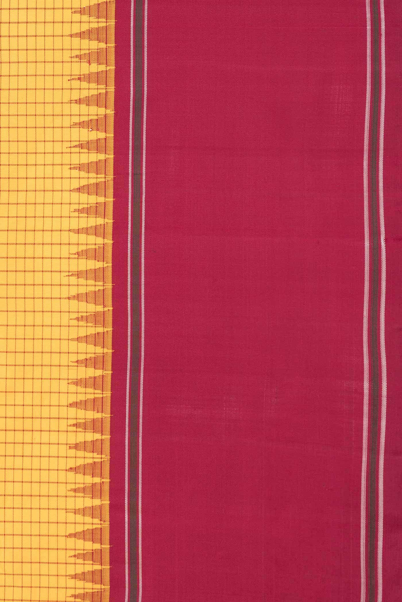 Yellow Dual Tone Kanchipuram Silk Saree - Image 5