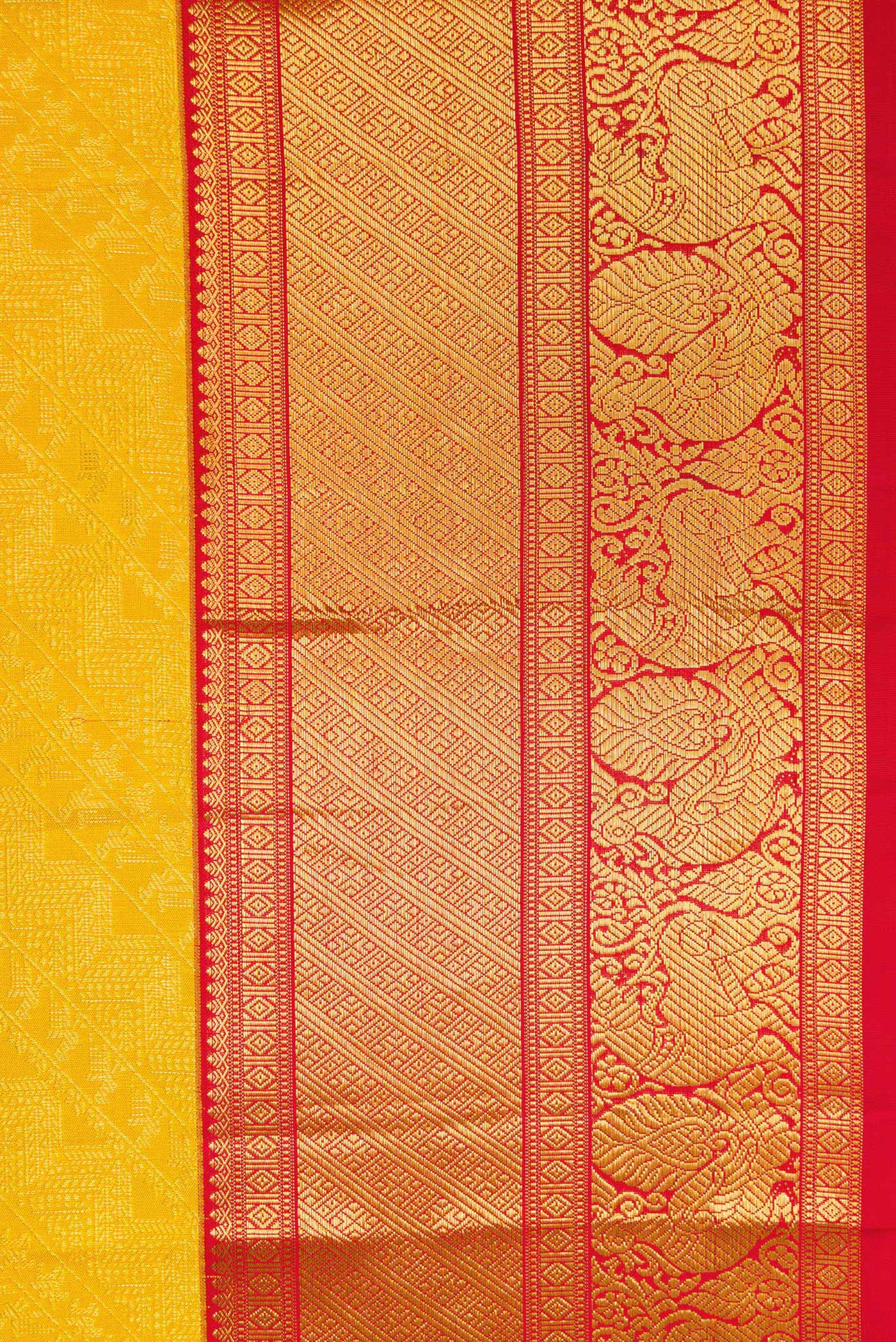 Yellow Kanjivaram Silk Saree - Image 3
