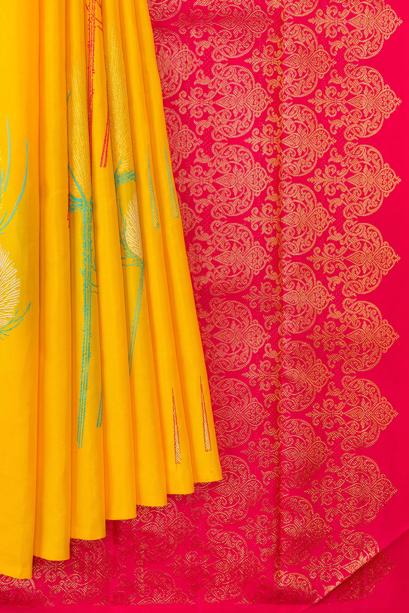 Yellow Kanjivaram Silk Saree - Image 3