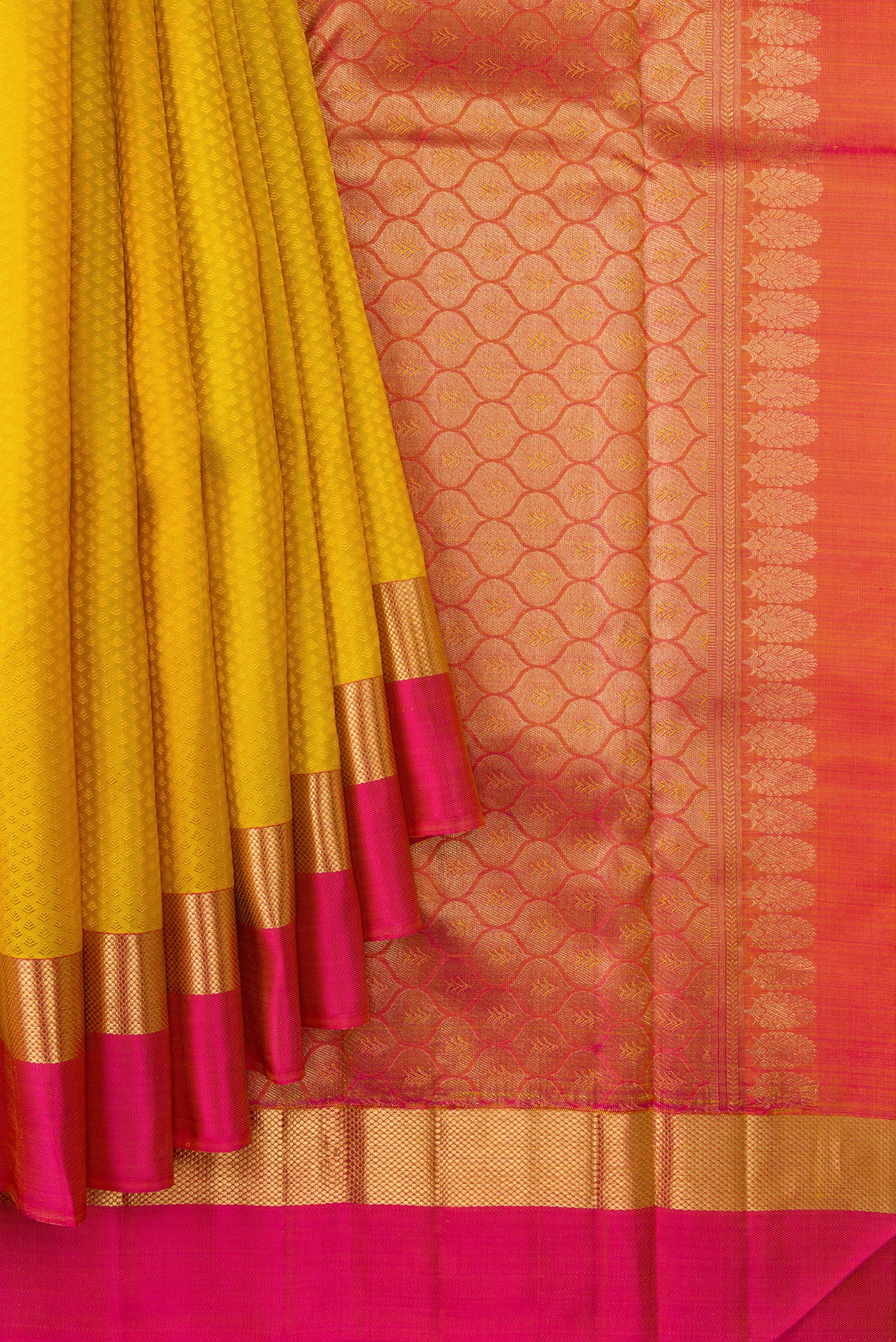 Yellow Kanjivaram Silk Saree - Image 4