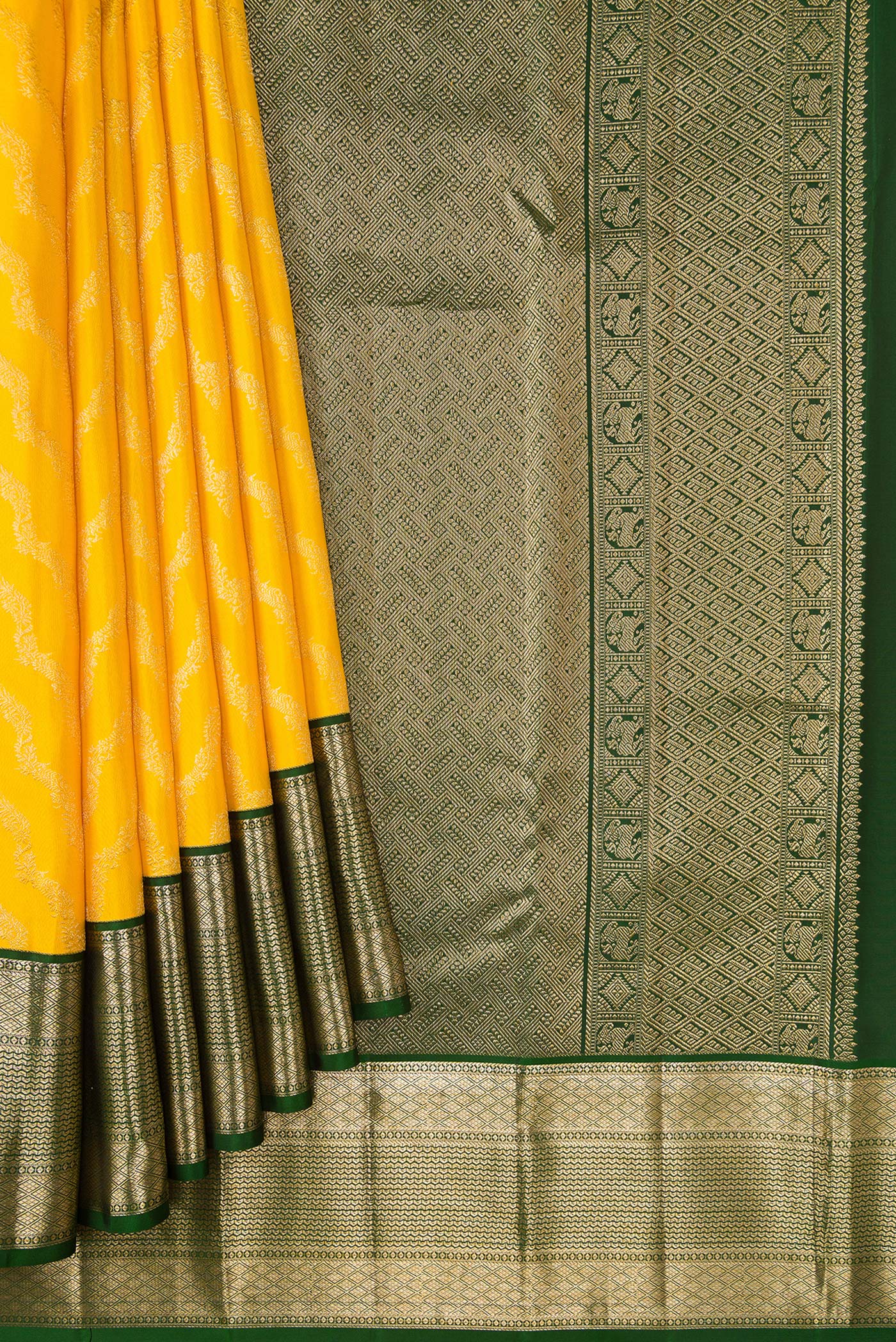 Yellow Kanjivaram Silk Saree - Image 4