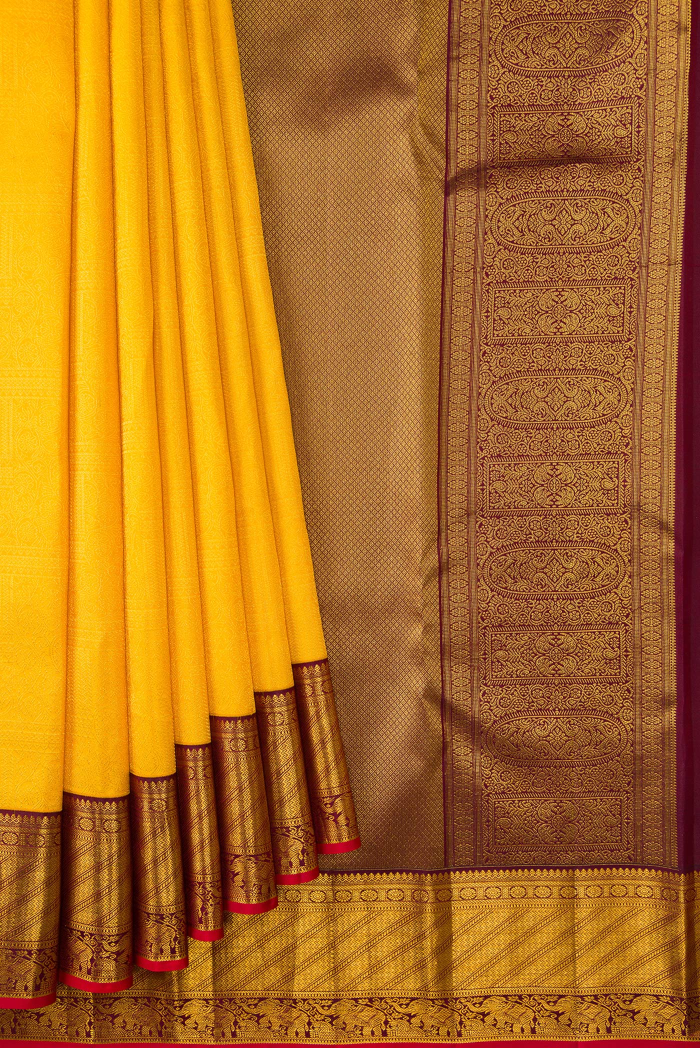 Yellow Kanjivaram Silk Saree - Image 4