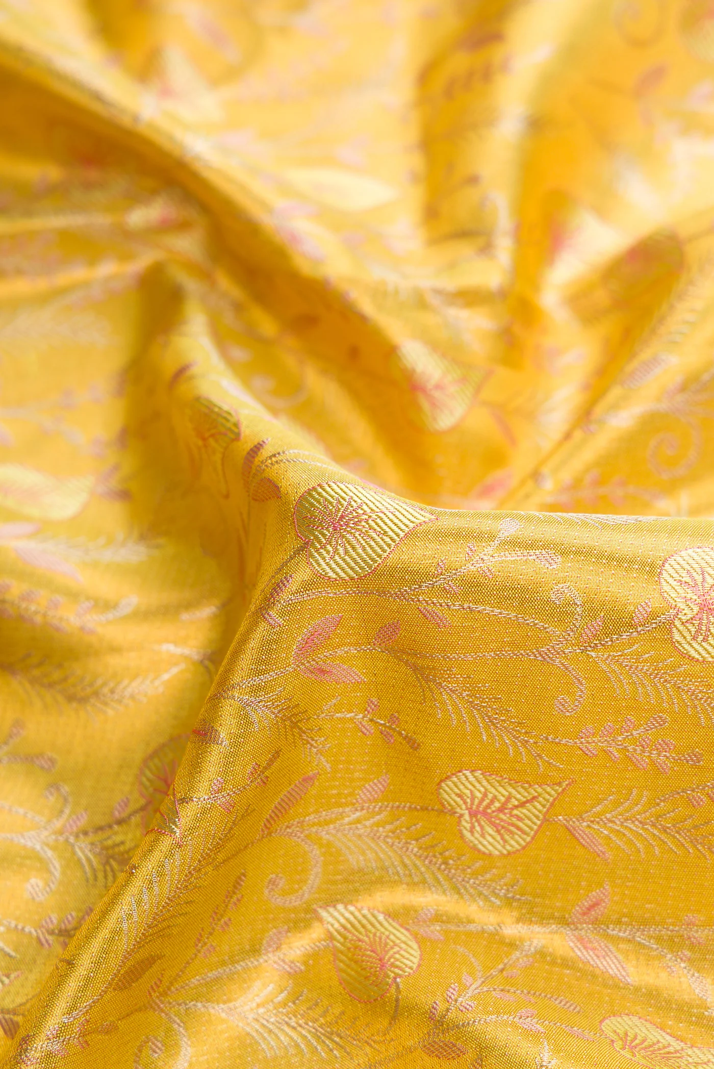 Yellow Kanjivaram Tissue Silk Saree - Image 2
