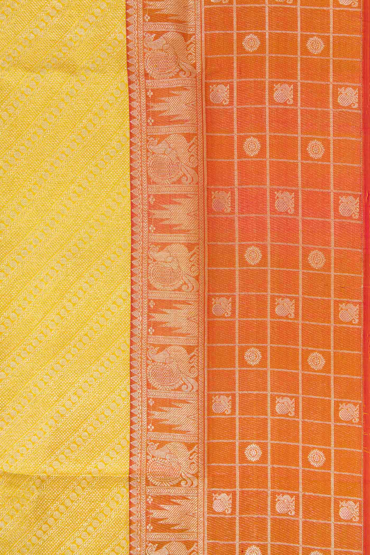 Yellow Kanjivaram Tissue Silk Saree - Image 3