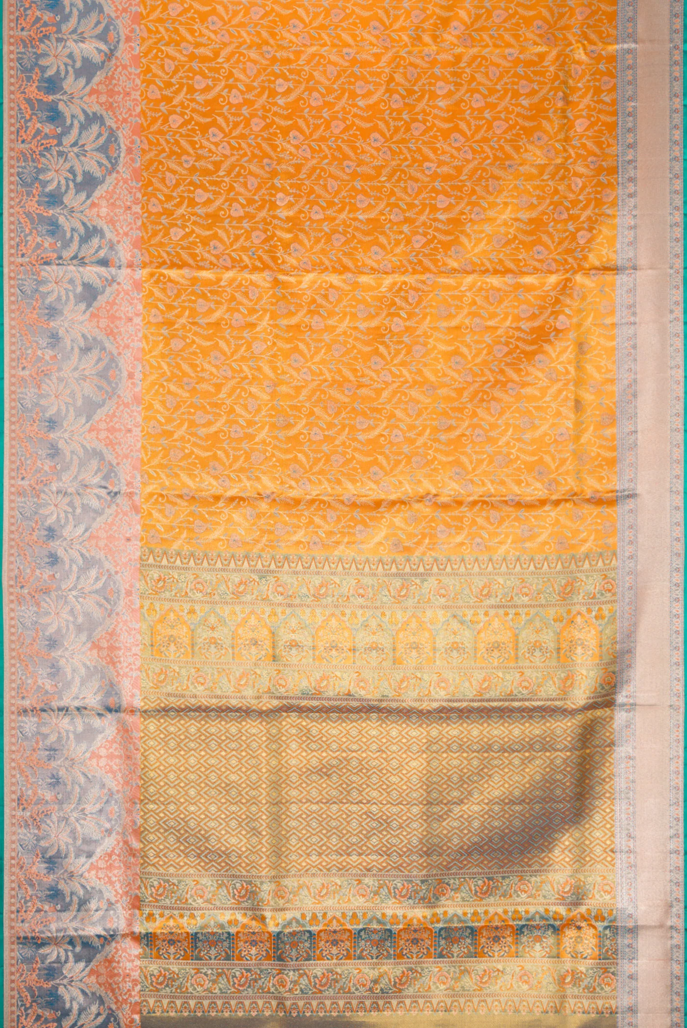 Yellow Dual Tone Kanjivaram Tissue Silk Saree - Image 6