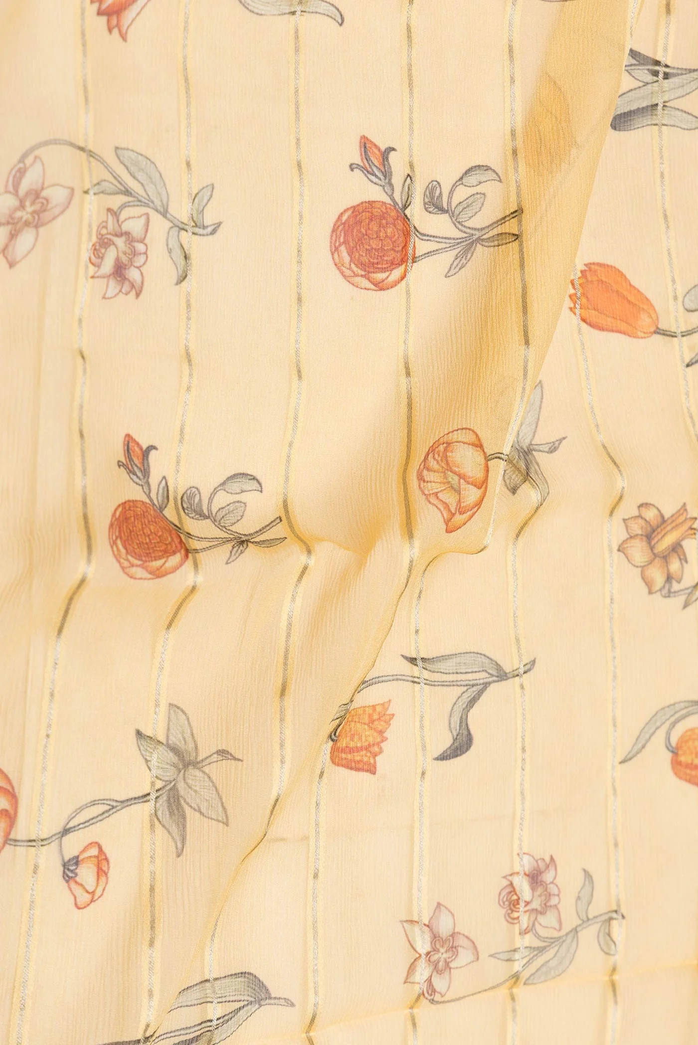 Yellow Dual Tone Mysore Chiffon Saree - Image 2