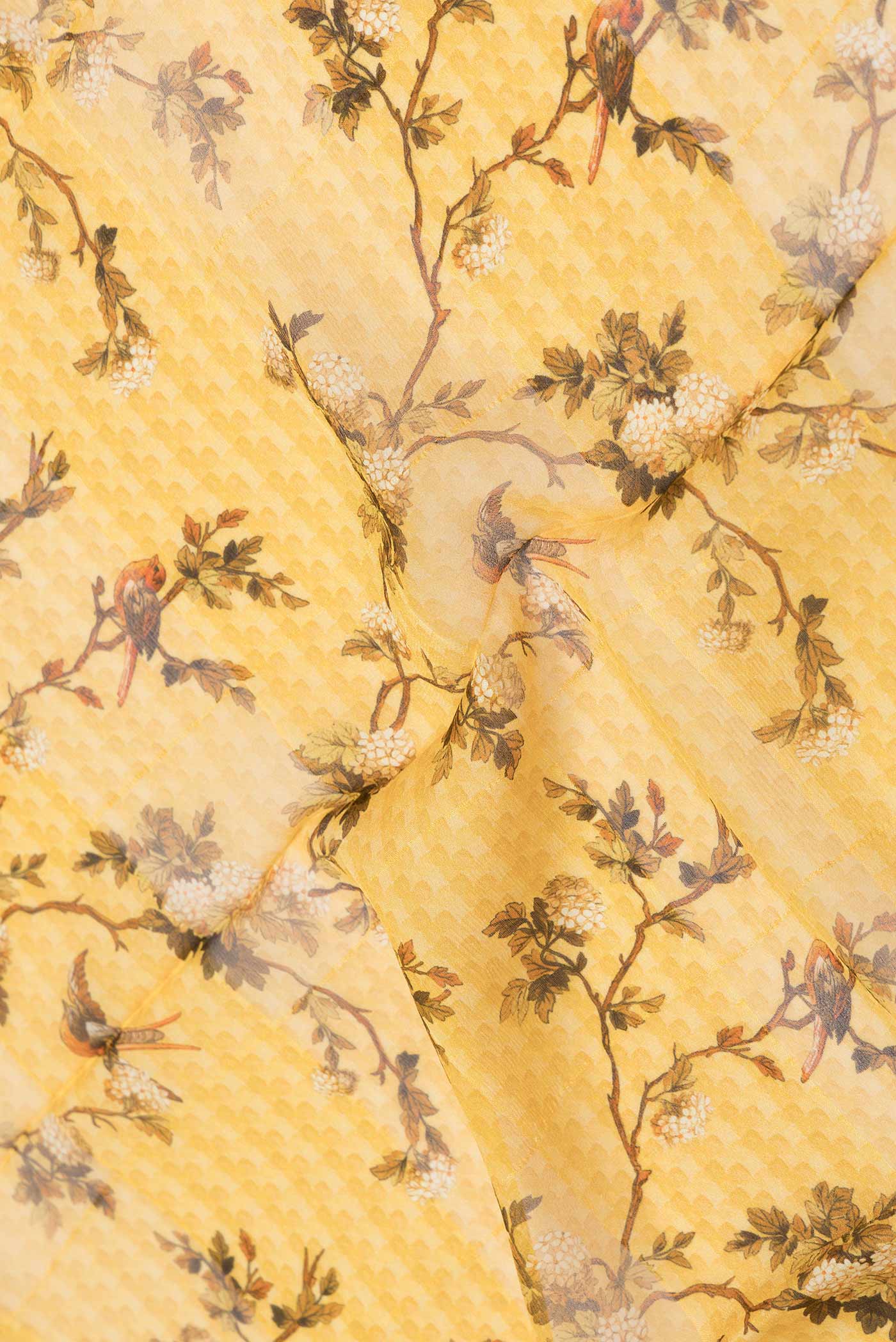 Yellow Dual Tone Mysore Chiffon Saree - Image 2