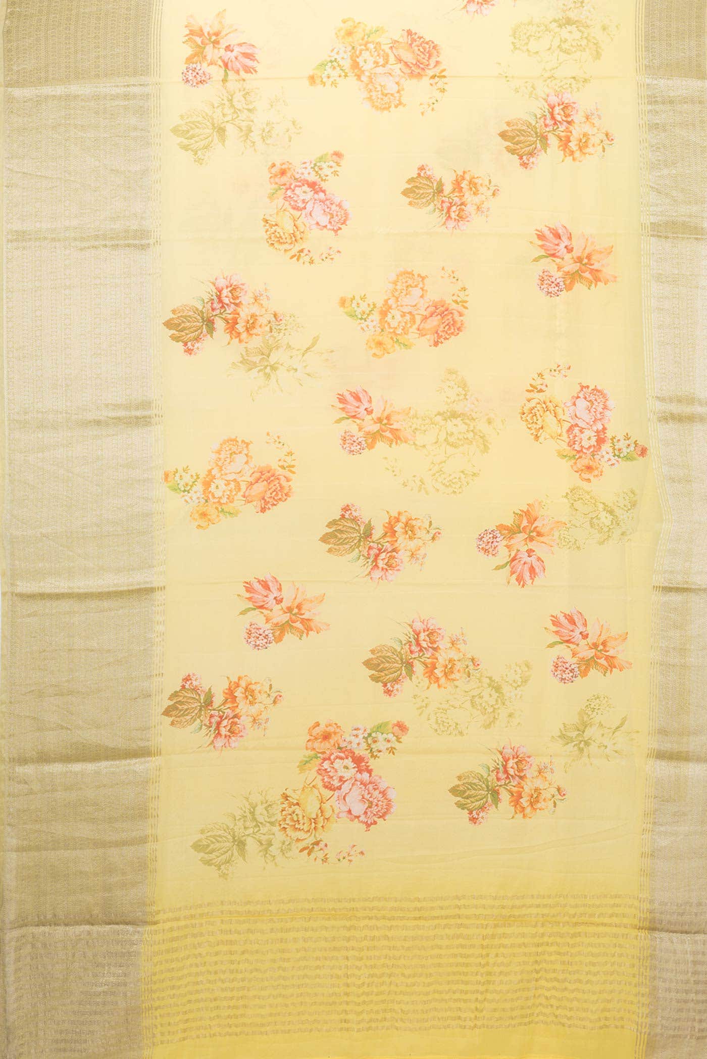 Yellow Dual Tone Mysore Crepe Saree - Image 4