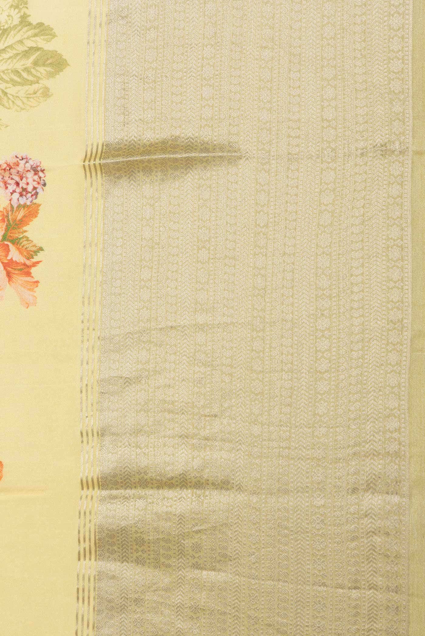 Yellow Dual Tone Mysore Crepe Saree - Image 5