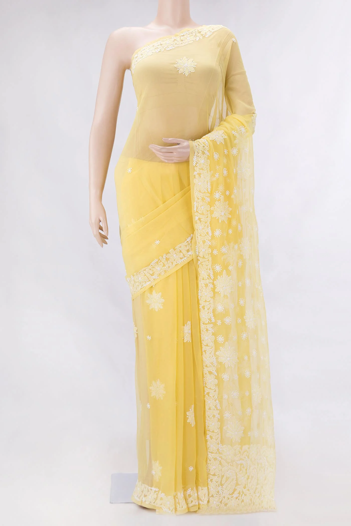Yellow Dual Tone Mysore Georgette Saree