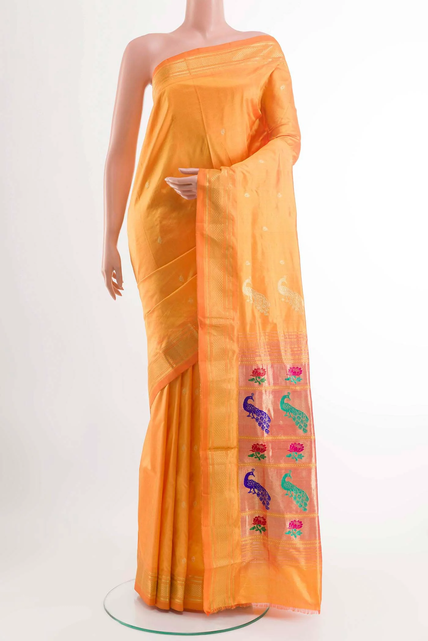 Yellow Dual Tone Paithani Silk Saree