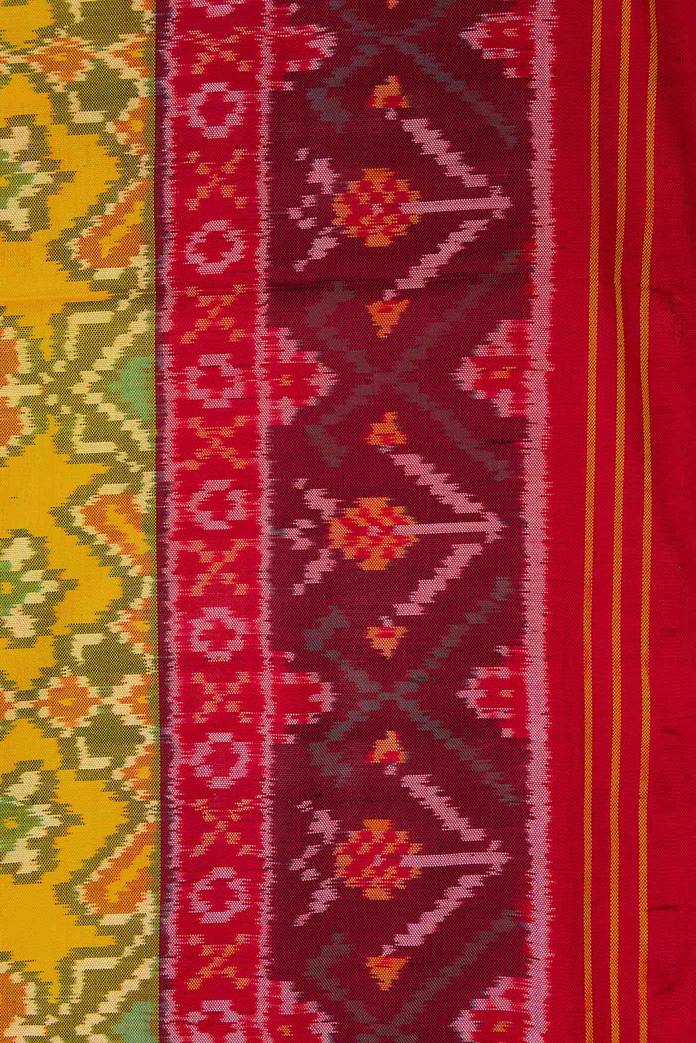 Yellow Dual Tone Rajkot Patola Silk Saree - Image 3