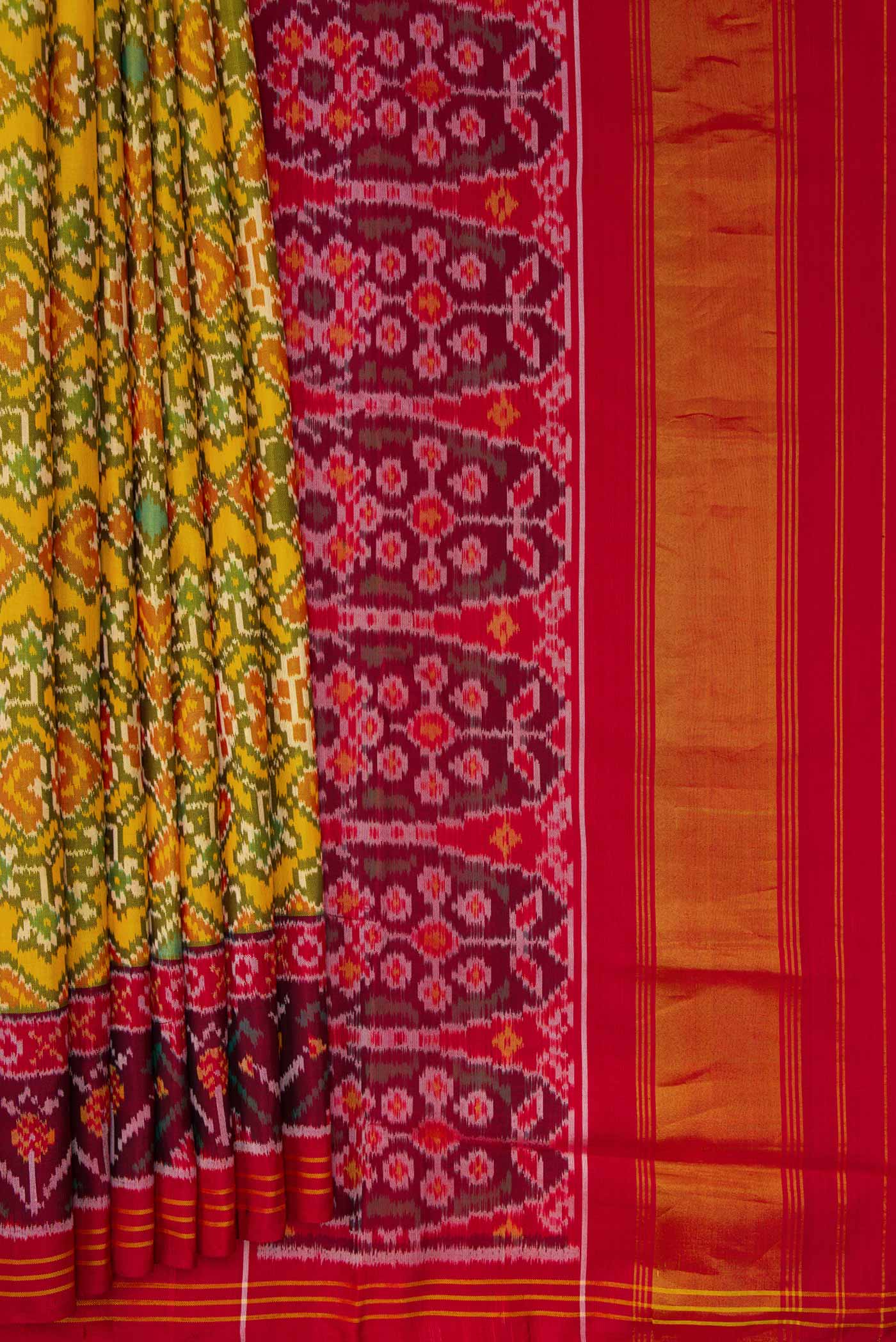 Yellow Dual Tone Rajkot Patola Silk Saree - Image 4