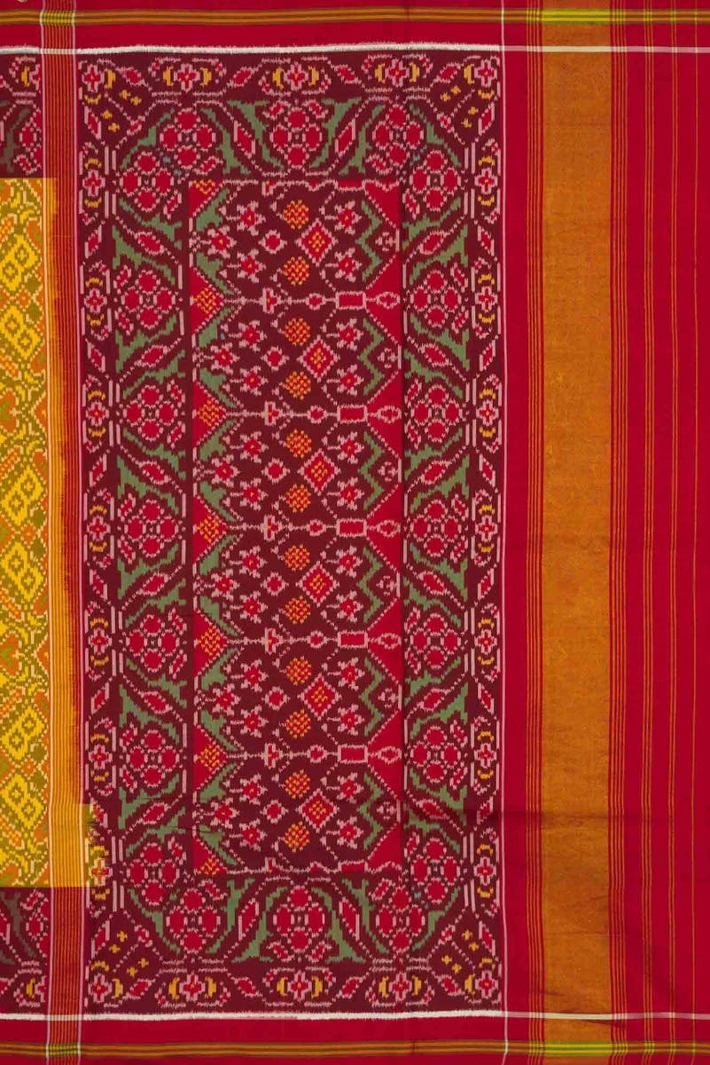 Yellow Dual Tone Rajkot Patola Silk Saree - Image 4