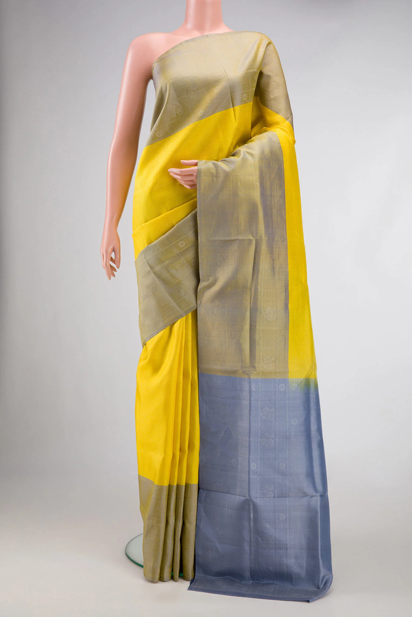 Yellow Dual Tone Soft Silk Saree