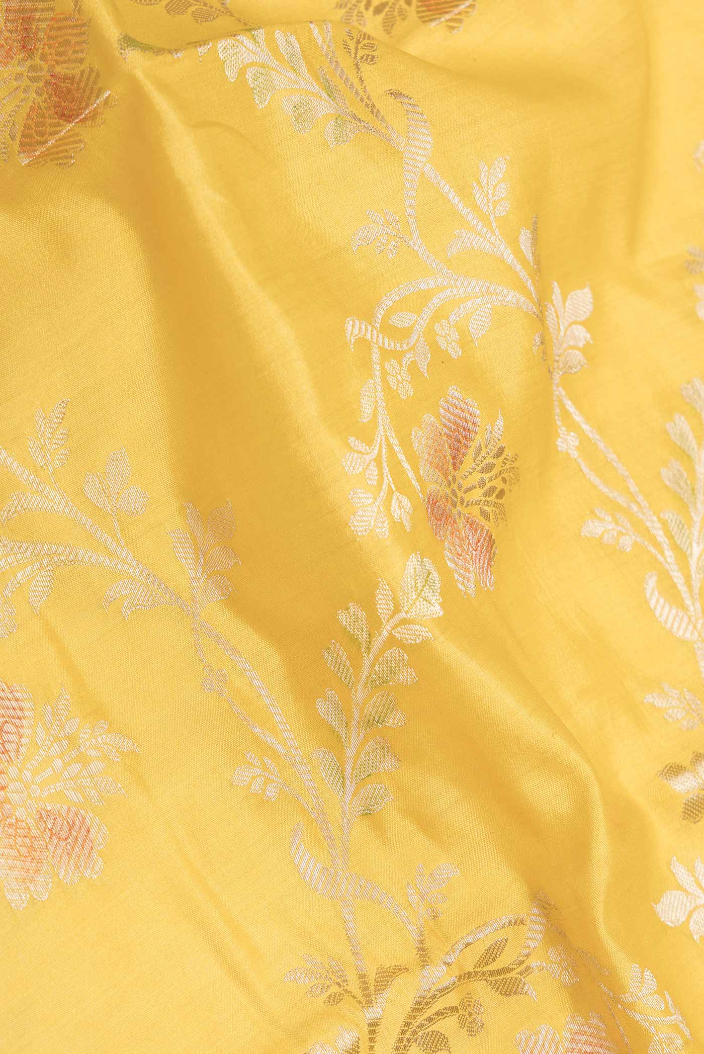 Yellow Banarasi Raw Silk Saree - Image 2