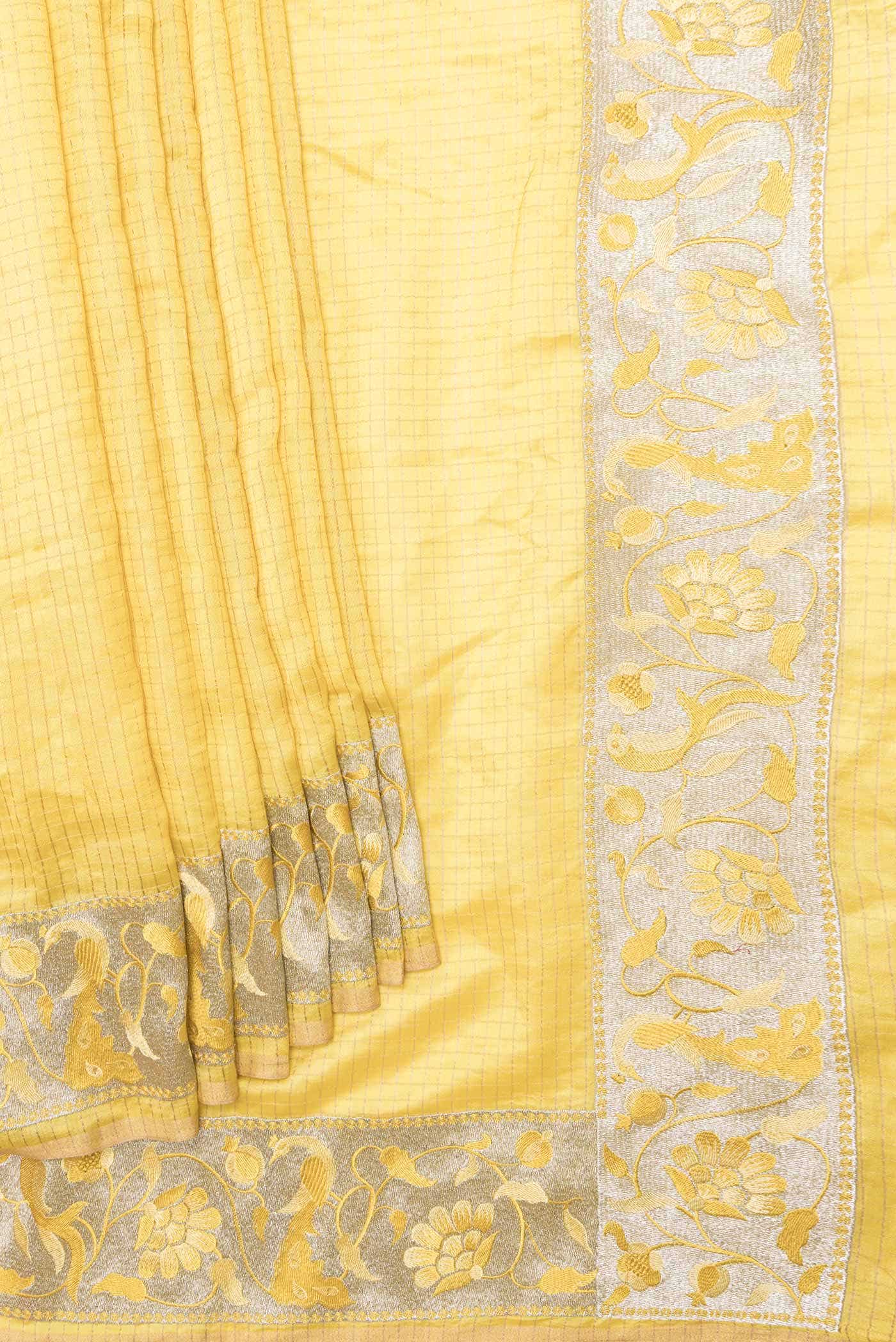 Yellow Dual Tone Tussar Silk Saree - Image 2