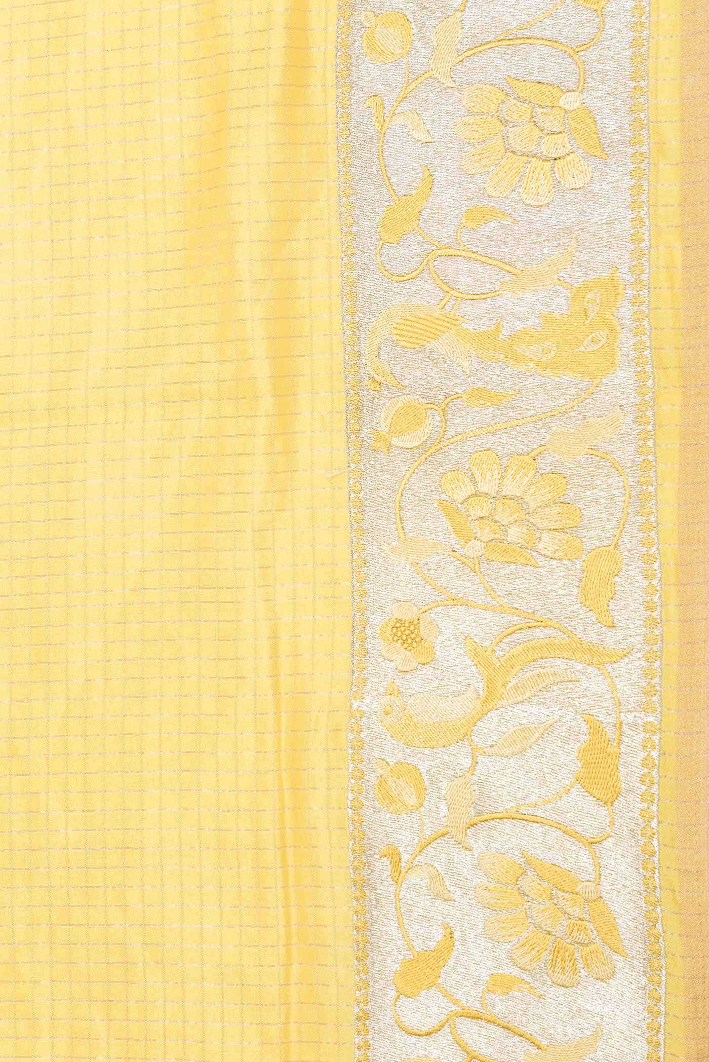 Yellow Dual Tone Tussar Silk Saree - Image 5