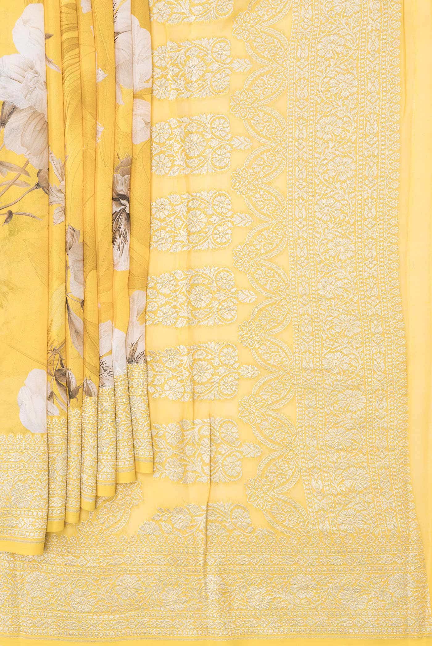 Yellow Dual Tone Tussar Silk Saree - Image 2