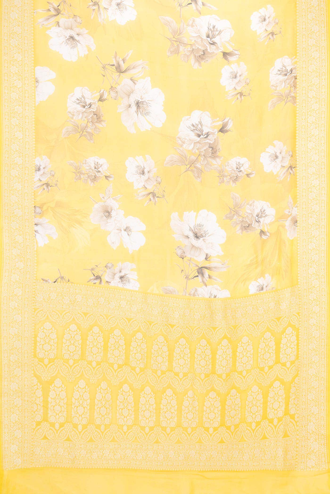 Yellow Dual Tone Tussar Silk Saree - Image 4