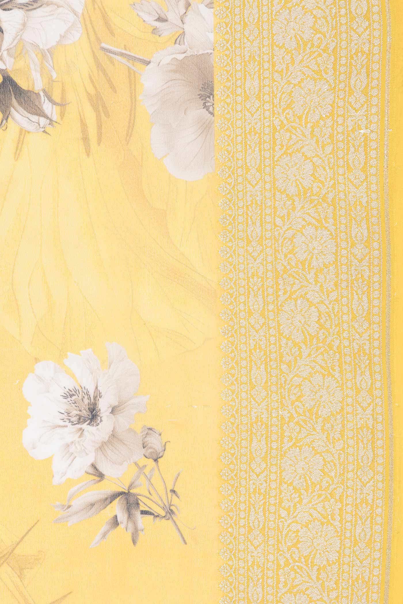 Yellow Dual Tone Tussar Silk Saree - Image 5