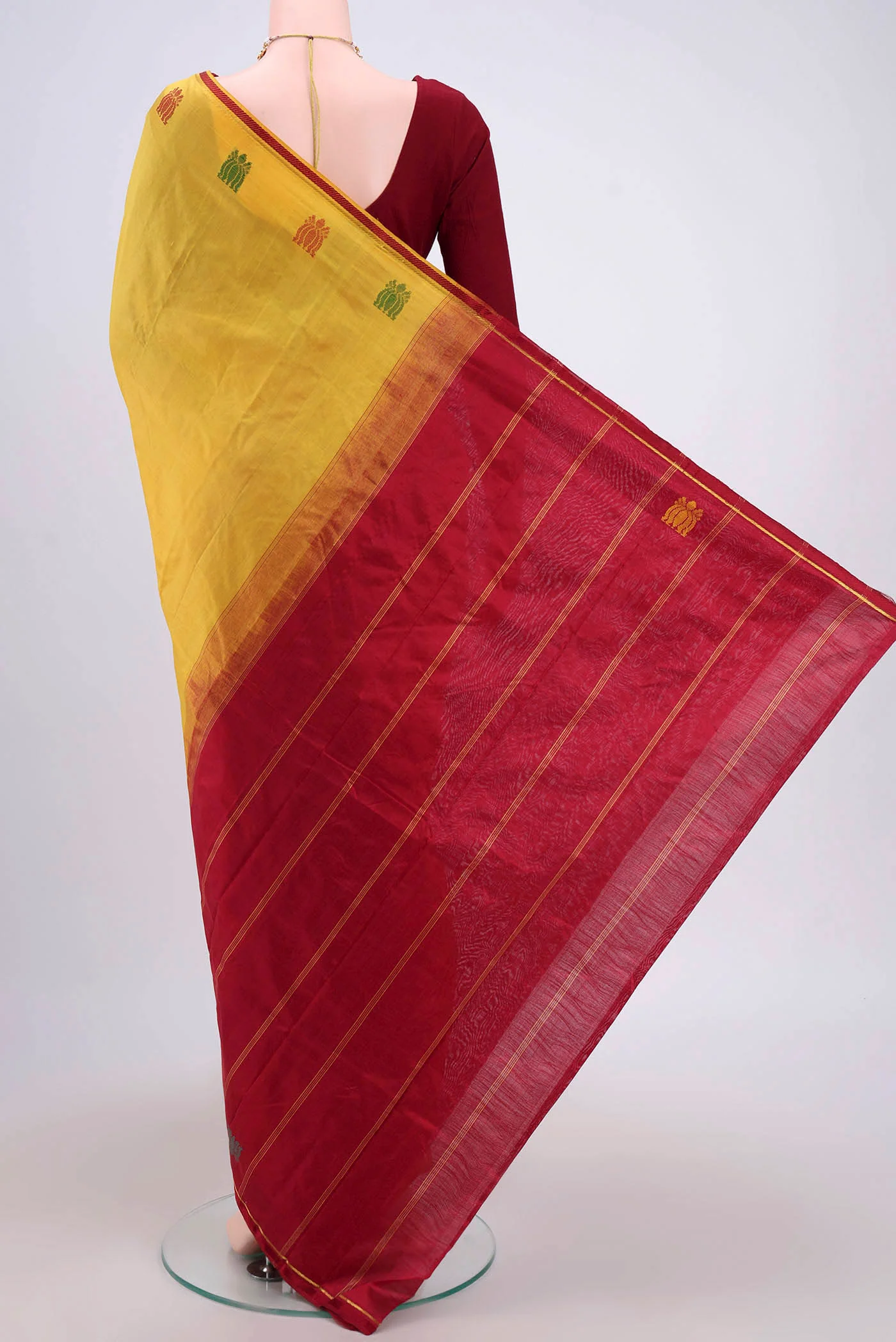 Yellow Kanchipuram Silk Saree - Image 3