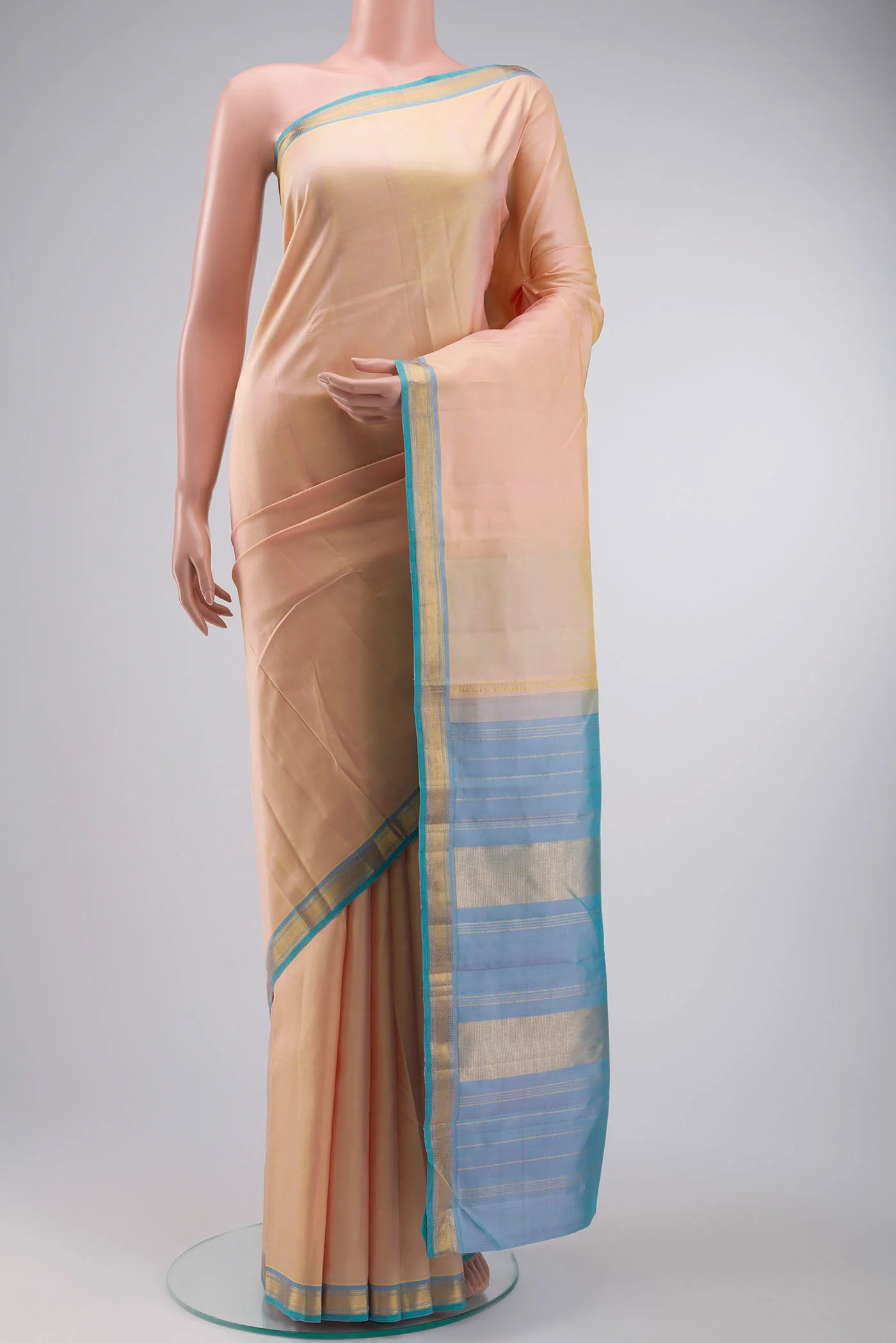 Rose Gold Kanjivaram Silk Saree