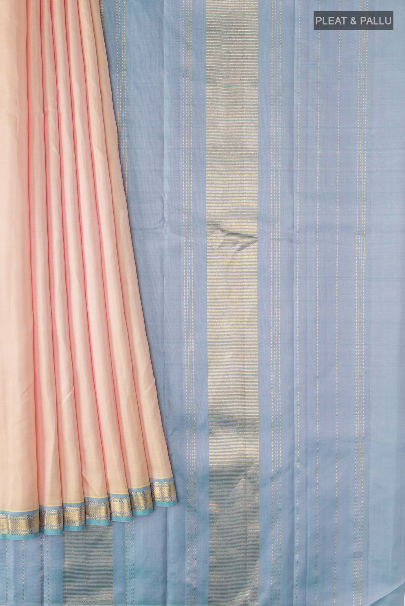 Rose Gold Kanjivaram Silk Saree - Image 4