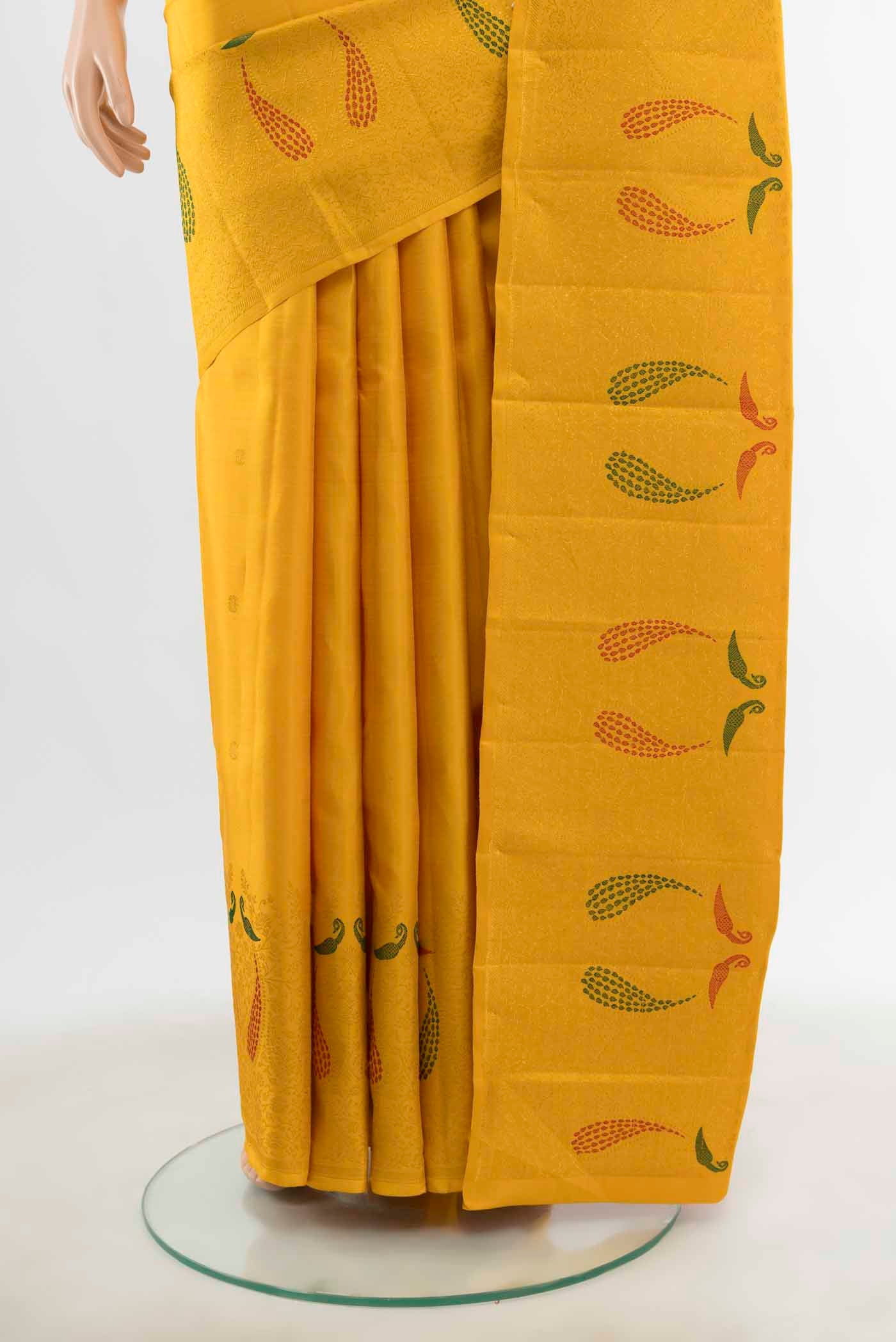 Yellow Kanjivaram Silk Saree - Image 3