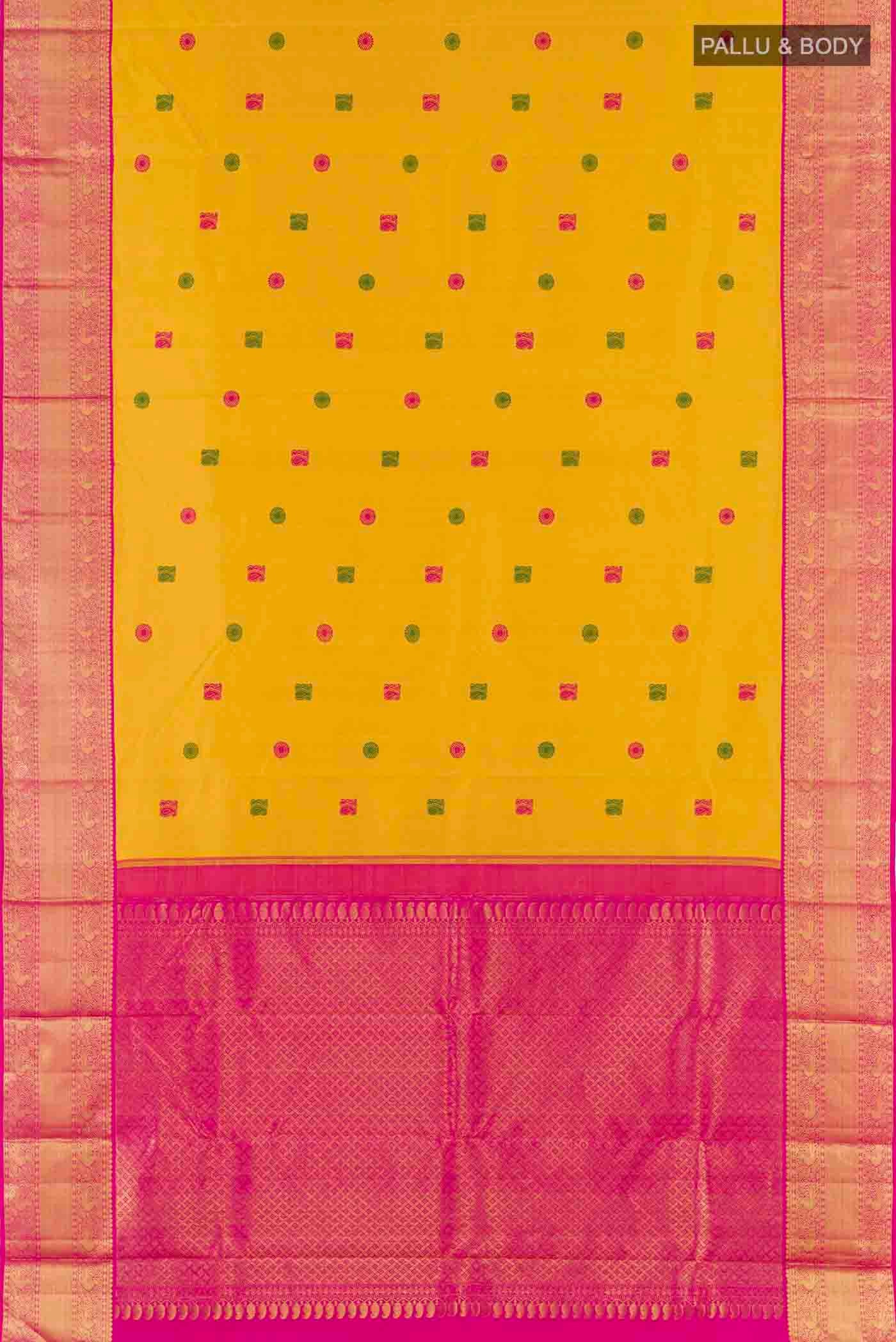 Yellow Kanjivaram Silk Saree - Image 3